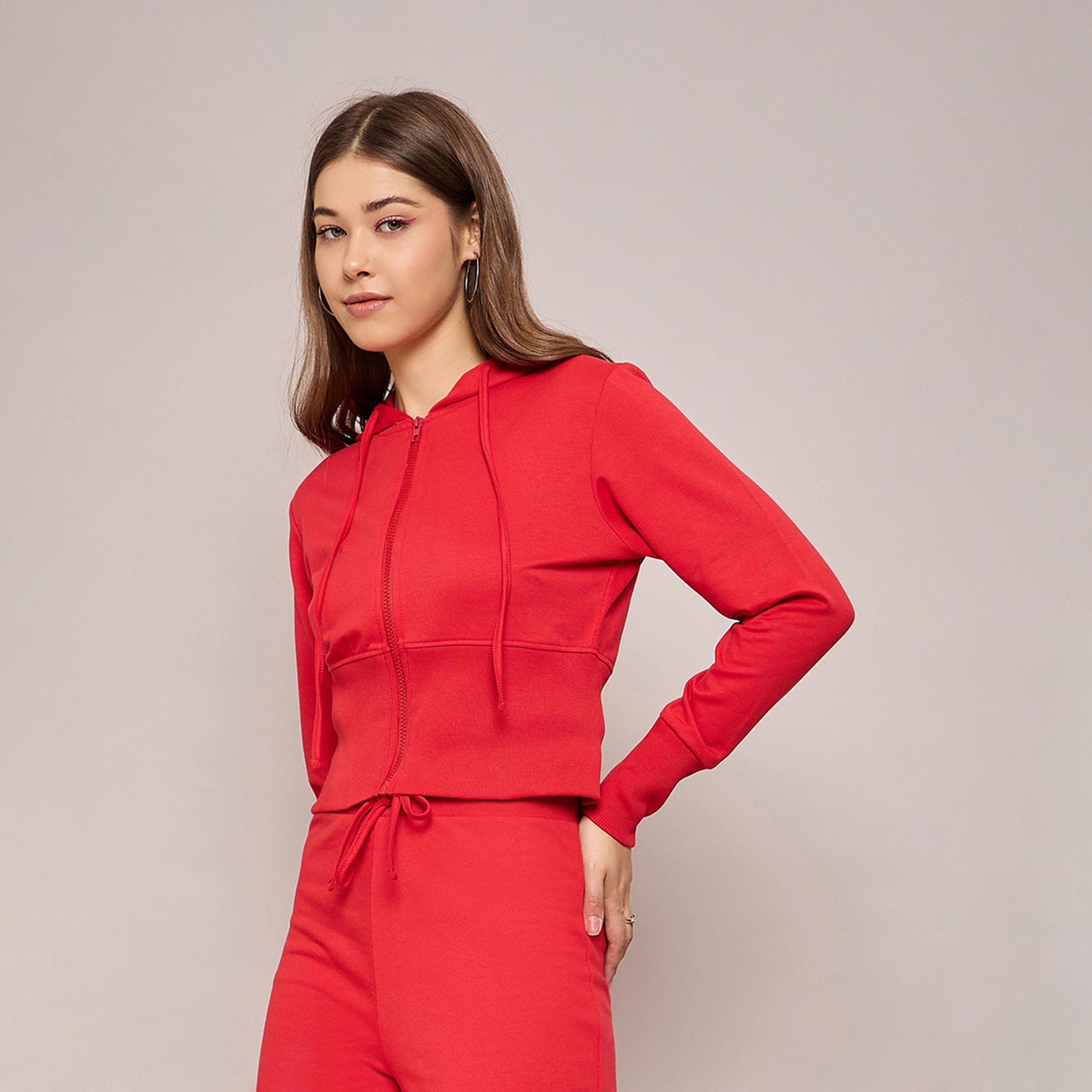 Sassafras X Styli Terry Front Zipper Crop Hooded Jacket-women-winterwear-coatsandjackets-jackets-image-3