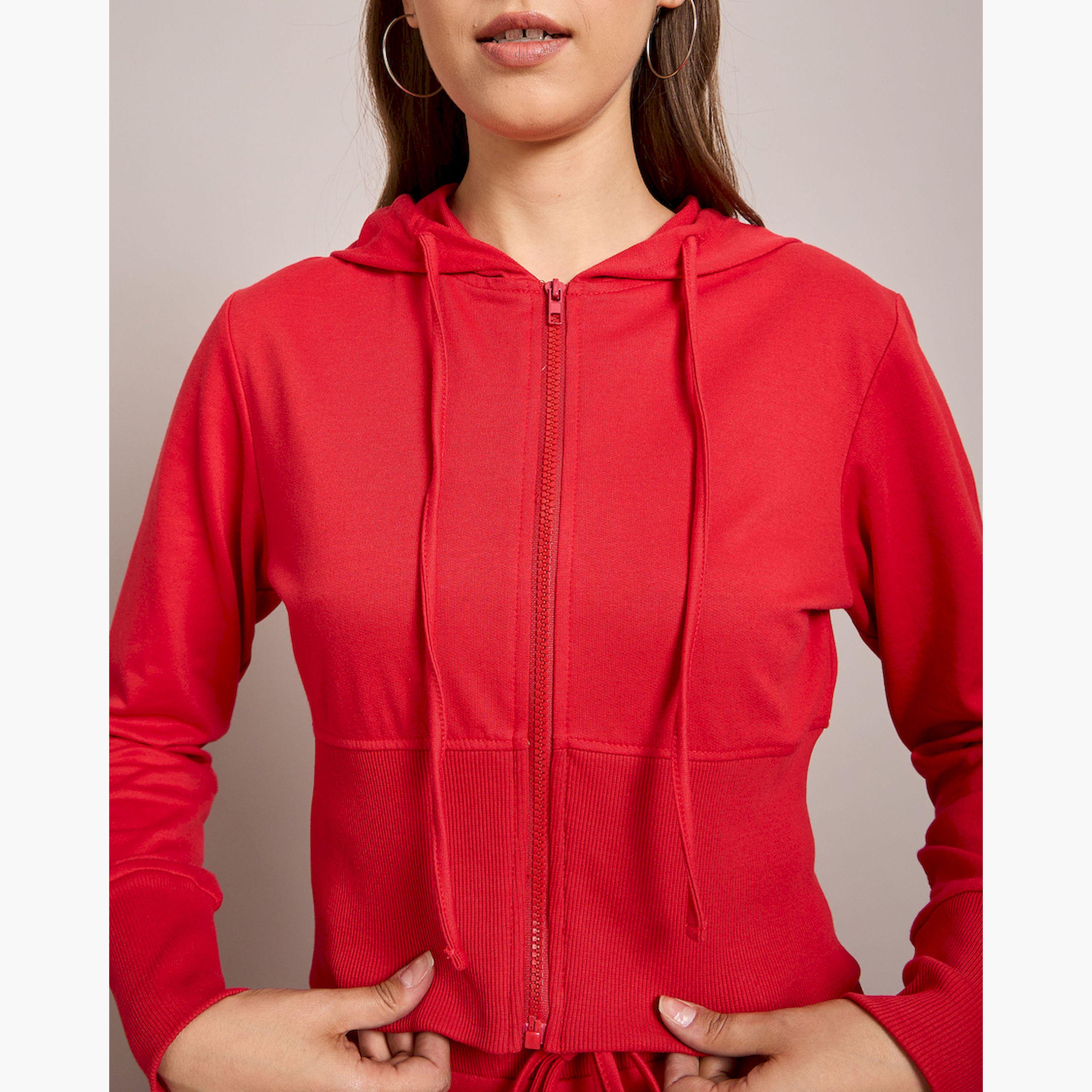 Sassafras X Styli Terry Front Zipper Crop Hooded Jacket-women-winterwear-coatsandjackets-jackets-image-4