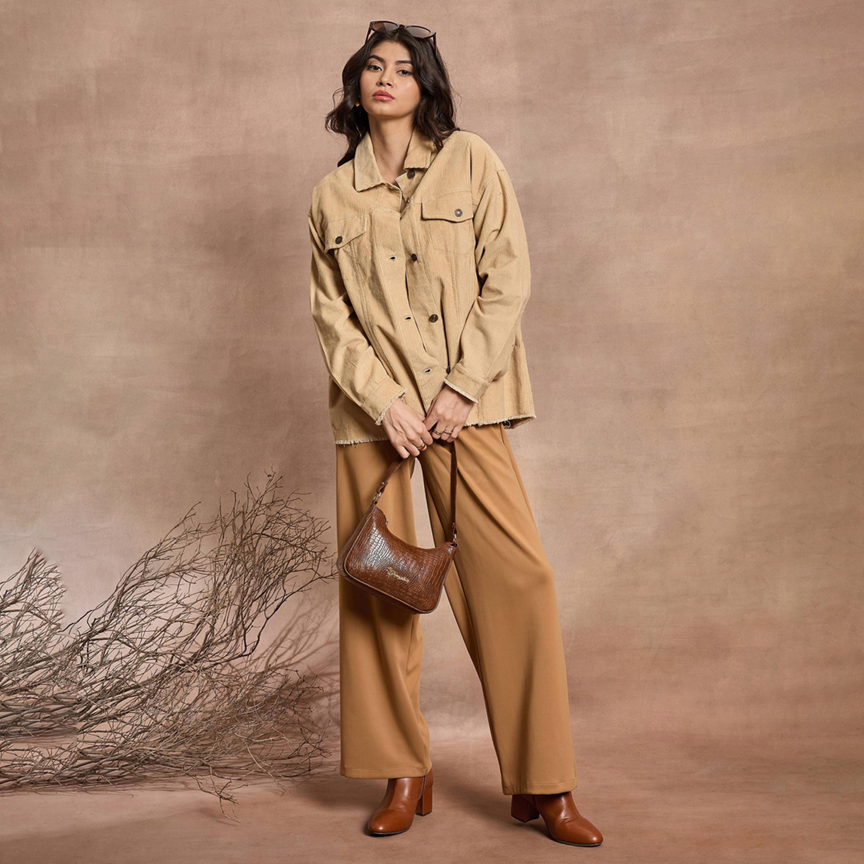 Sassafras X Styli Textured Corduroy Oversized Shacket with Pockets-women-winterwear-coatsandjackets-jackets-image-2