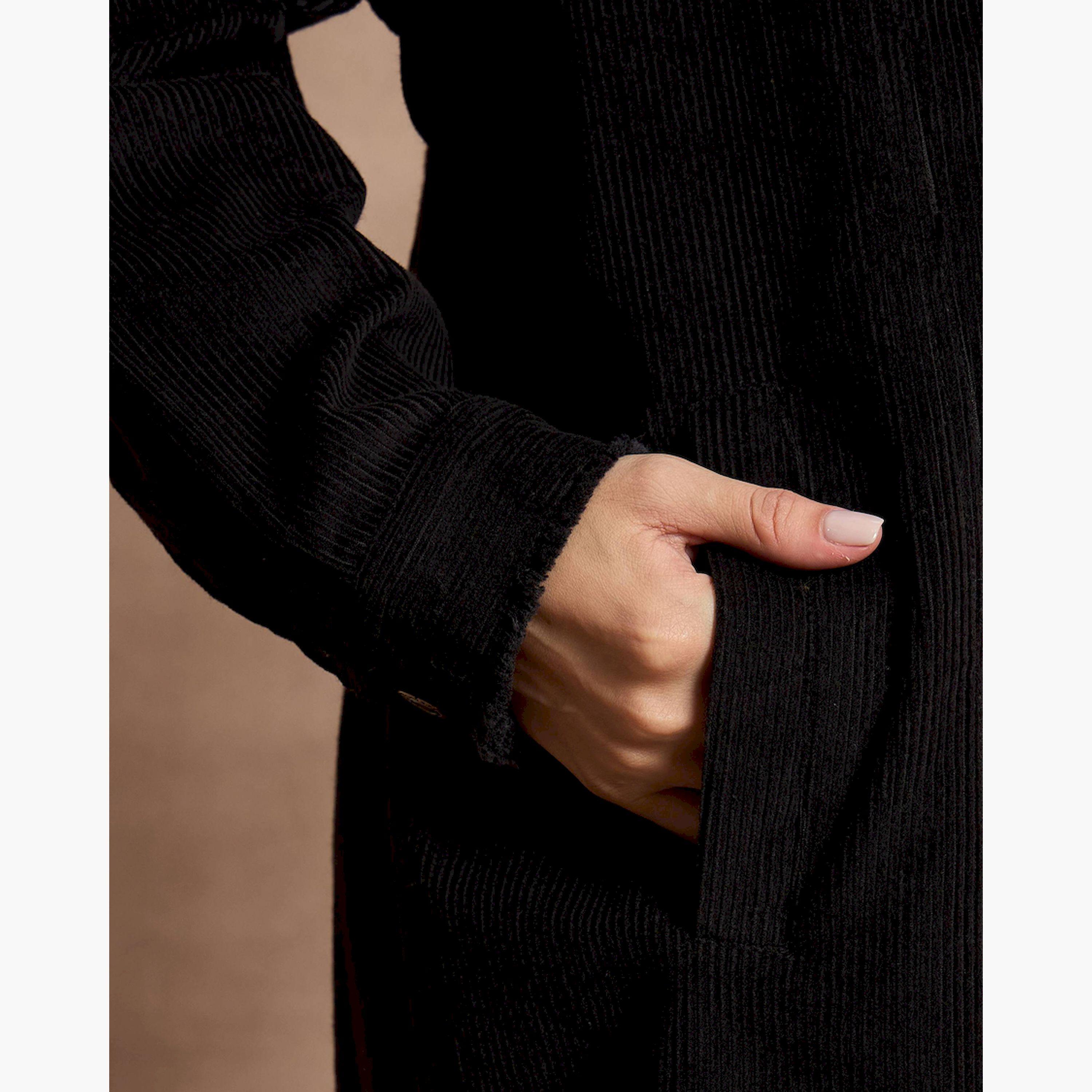 Sassafras X Styli Textured Corduroy Oversized Shacket with Pockets-women-winterwear-coatsandjackets-jackets-image-5