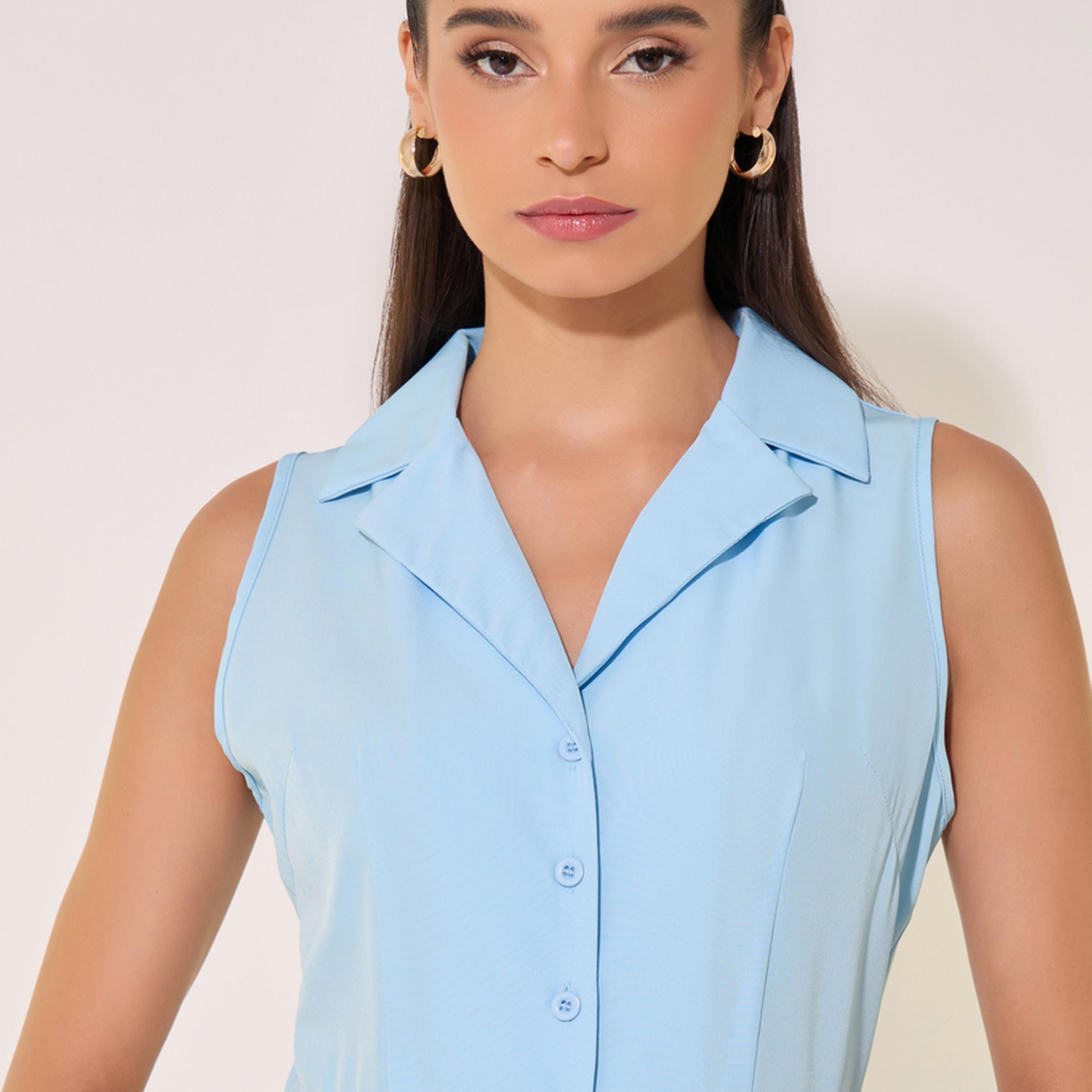 فستان ميدي سادة بلا أكمام مع أزرار-women-clothing-dresses-image-4