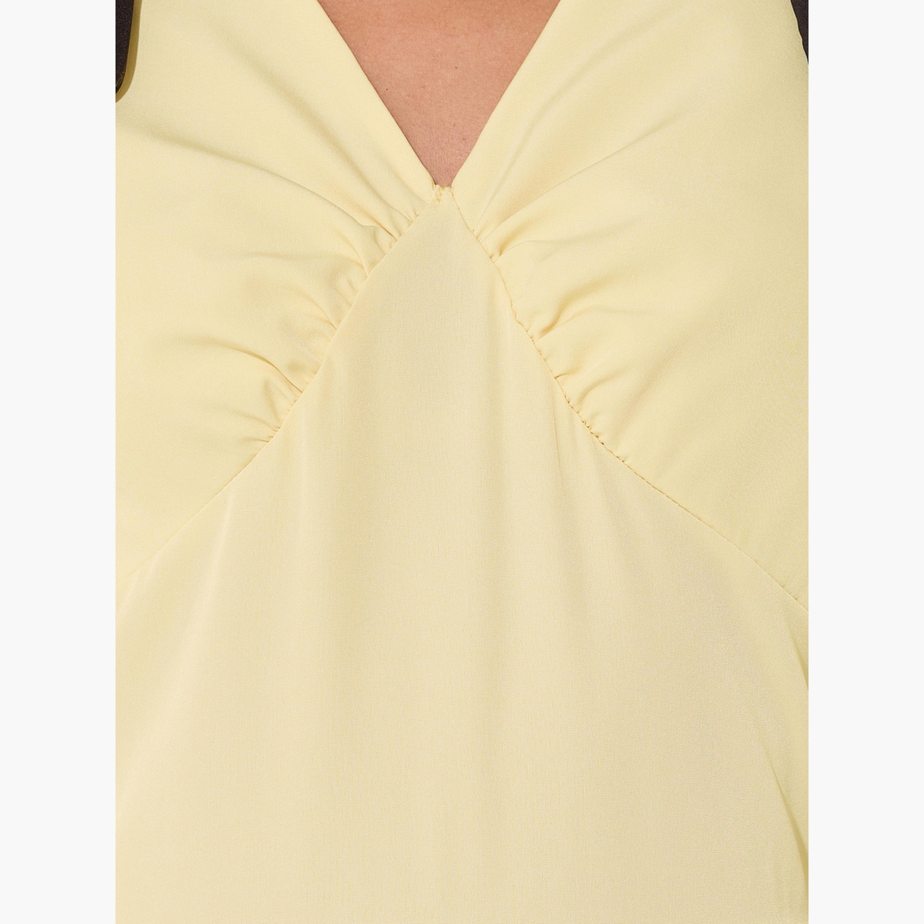Take Two Solid Bow Detail V-Neck Tiered Midi Dress-women-clothing-dresses-image-5