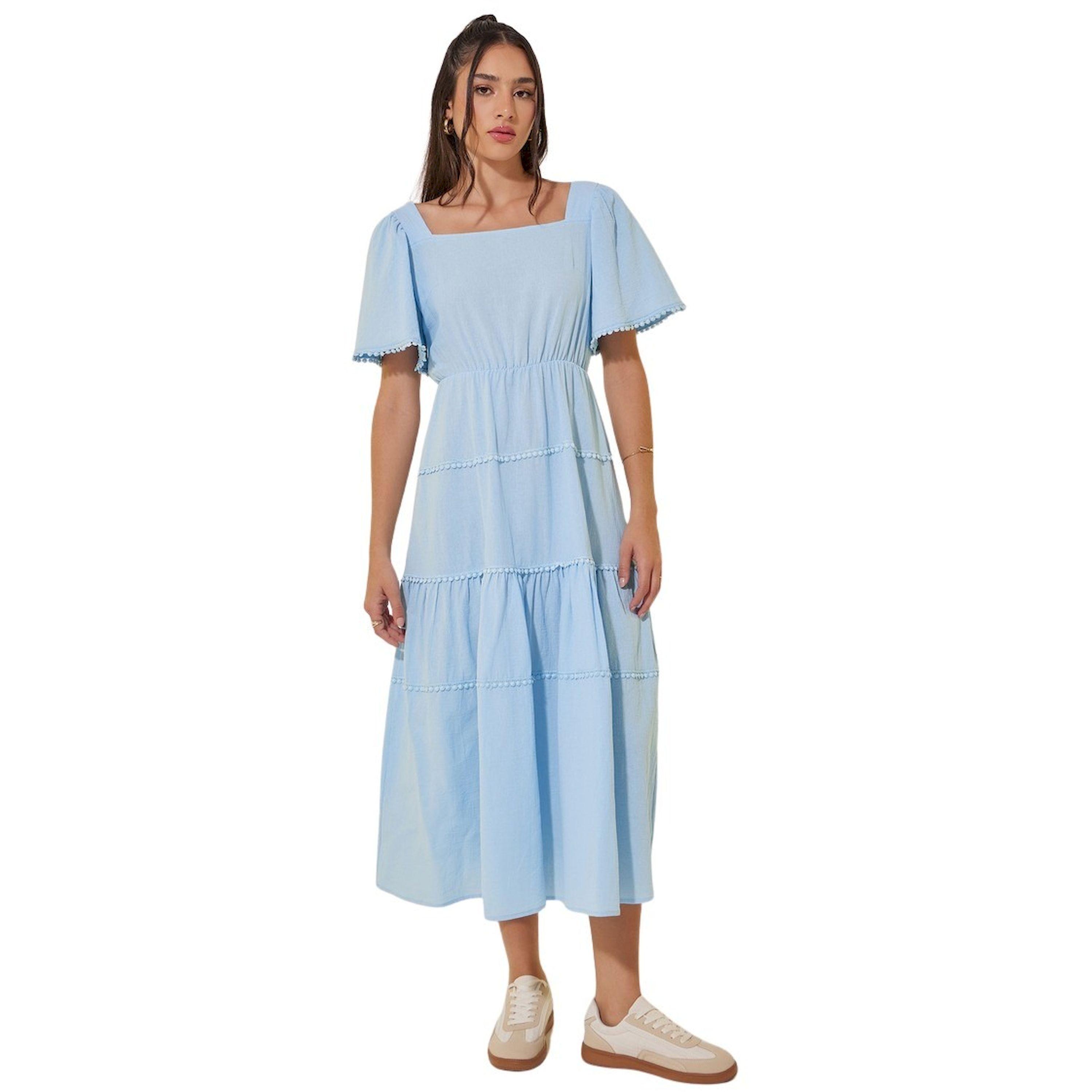 Styli Solid Square Collar Tiered Midi Dress-women-clothing-dresses-image-1