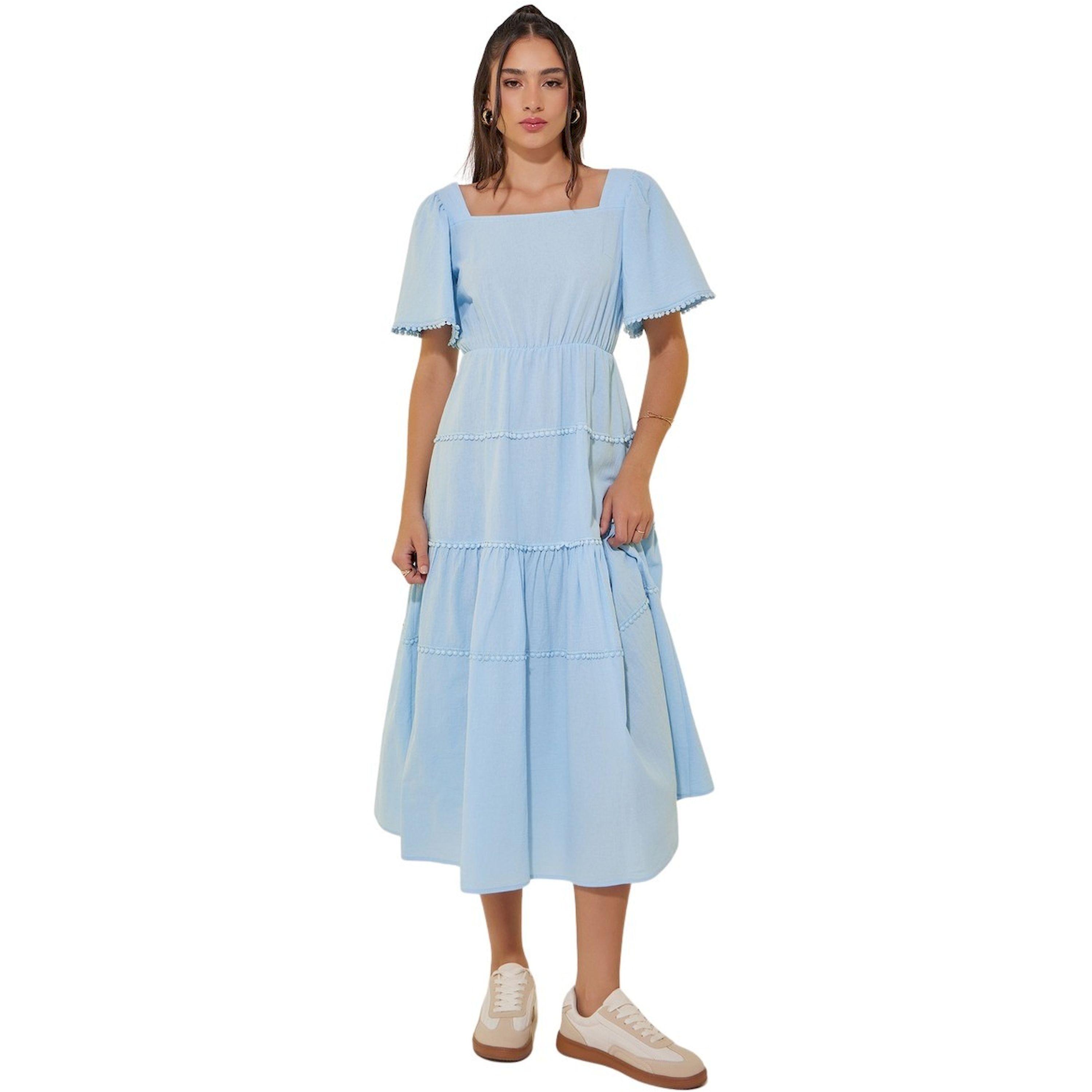 Styli Solid Square Collar Tiered Midi Dress-women-clothing-dresses-image-2