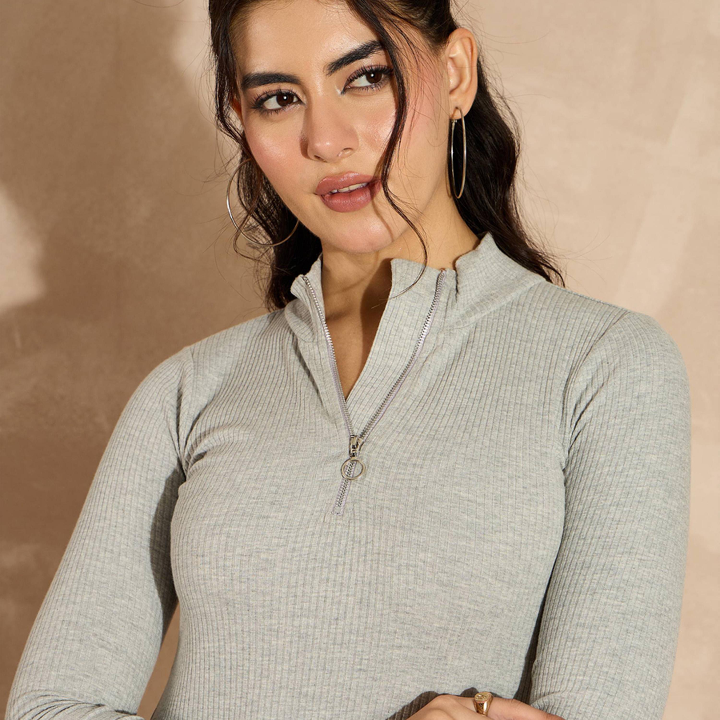 ساسافراس × ستايلي - فستان مضلع متوسط الطول برقبة عالية وسحاب أمامي-women-clothing-dresses-image-4