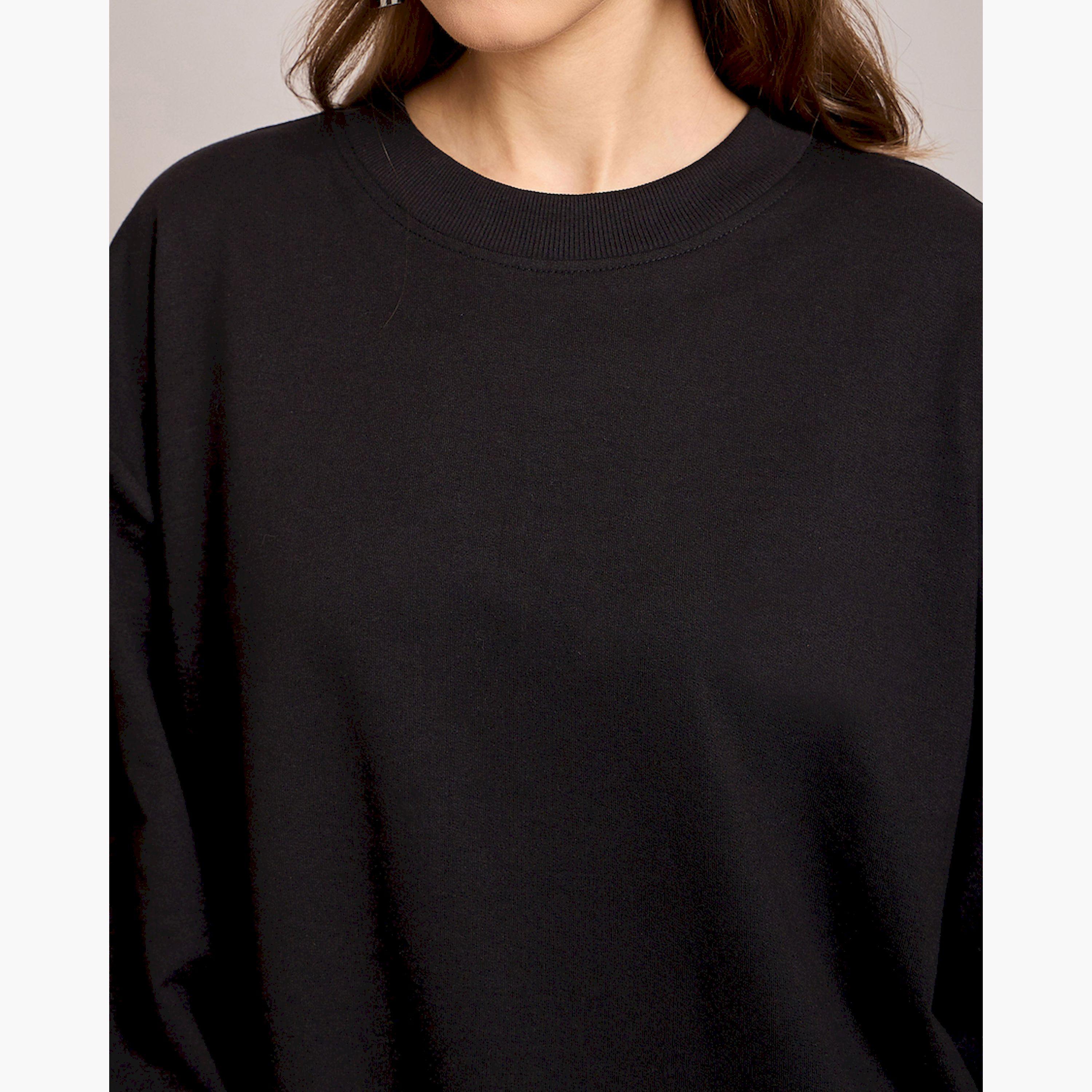 Sassafras X Styli Black Terry Oversized Short Sweat Dress-women-clothing-dresses-image-7