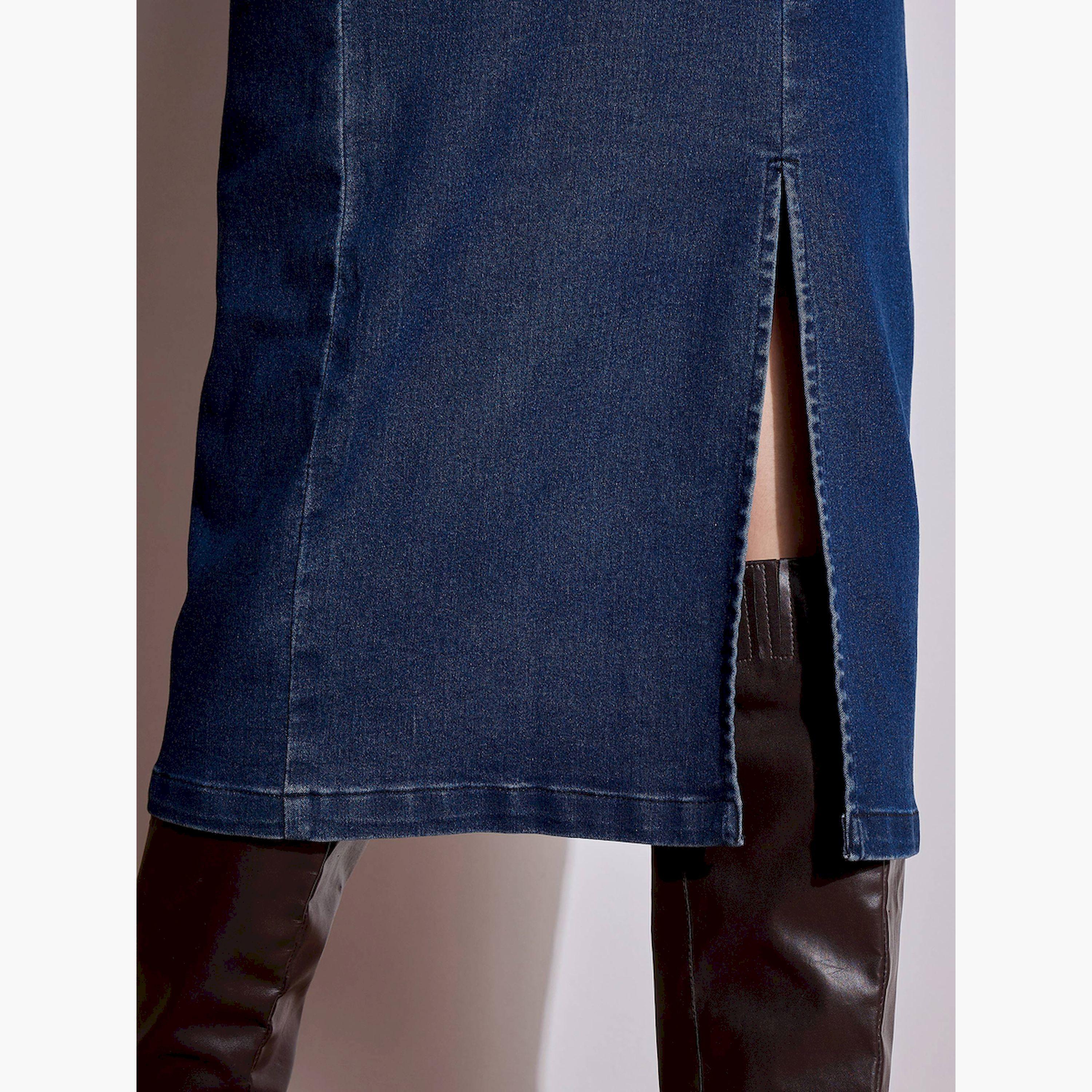 Sassafras X Styli Plain Denim Strappy Sheath Midi Dress-women-clothing-dresses-image-6