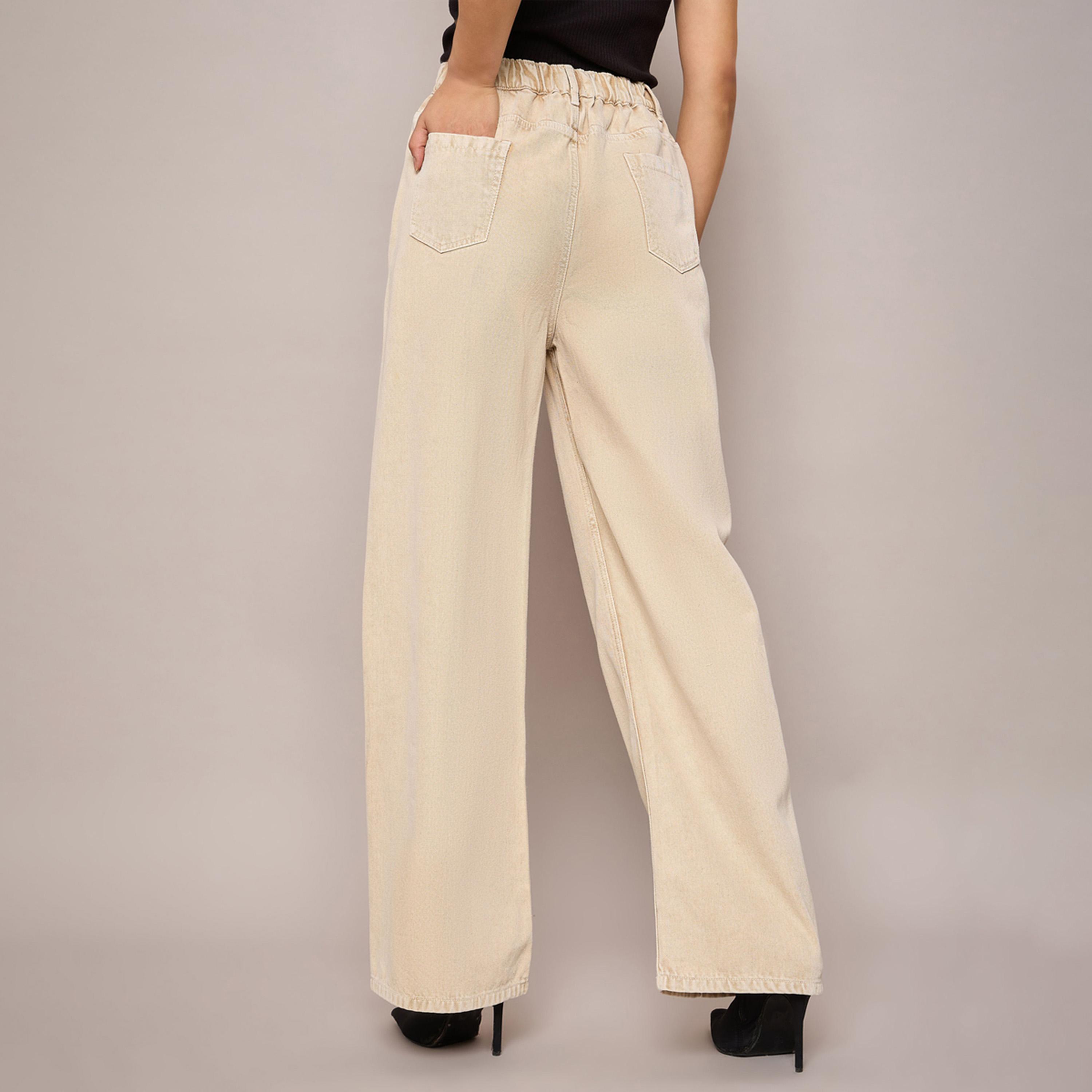 ساسافراس × ستايلي - بنطال جينز بخصر مرتفع وقصة مستقيمة وكسرة-women-clothing-bottoms-jeans-image-5