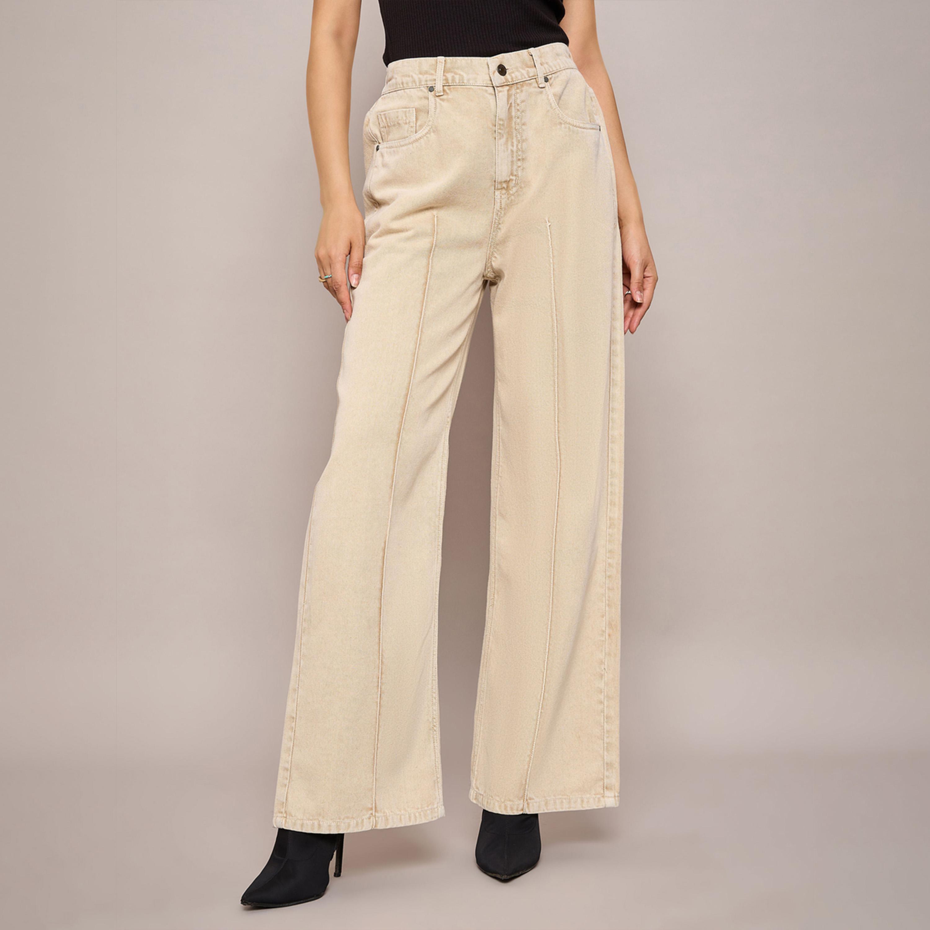 ساسافراس × ستايلي - بنطال جينز بخصر مرتفع وقصة مستقيمة وكسرة-women-clothing-bottoms-jeans-image-8