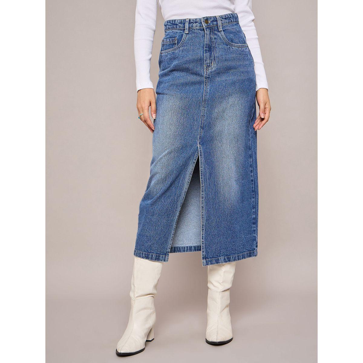 تنورة ميدي دنيم بشق امامي-women-clothing-bottoms-skirts-image-1