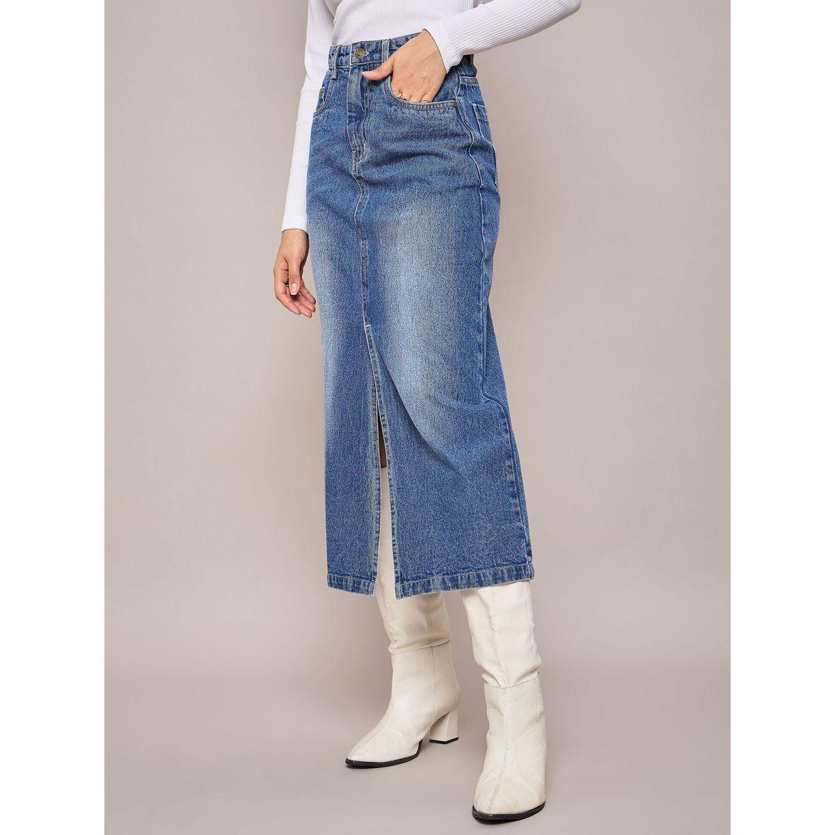 Sassafras Faded Front Slit Denim A-Line Midi Skirt-women-clothing-bottoms-skirts-image-3