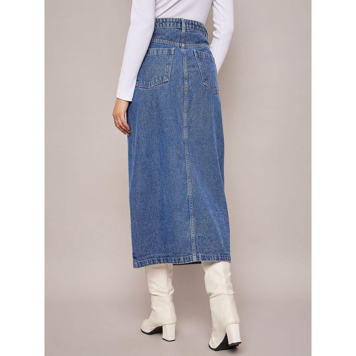Sassafras Faded Front Slit Denim A-Line Midi Skirt-women-clothing-bottoms-skirts-image-5
