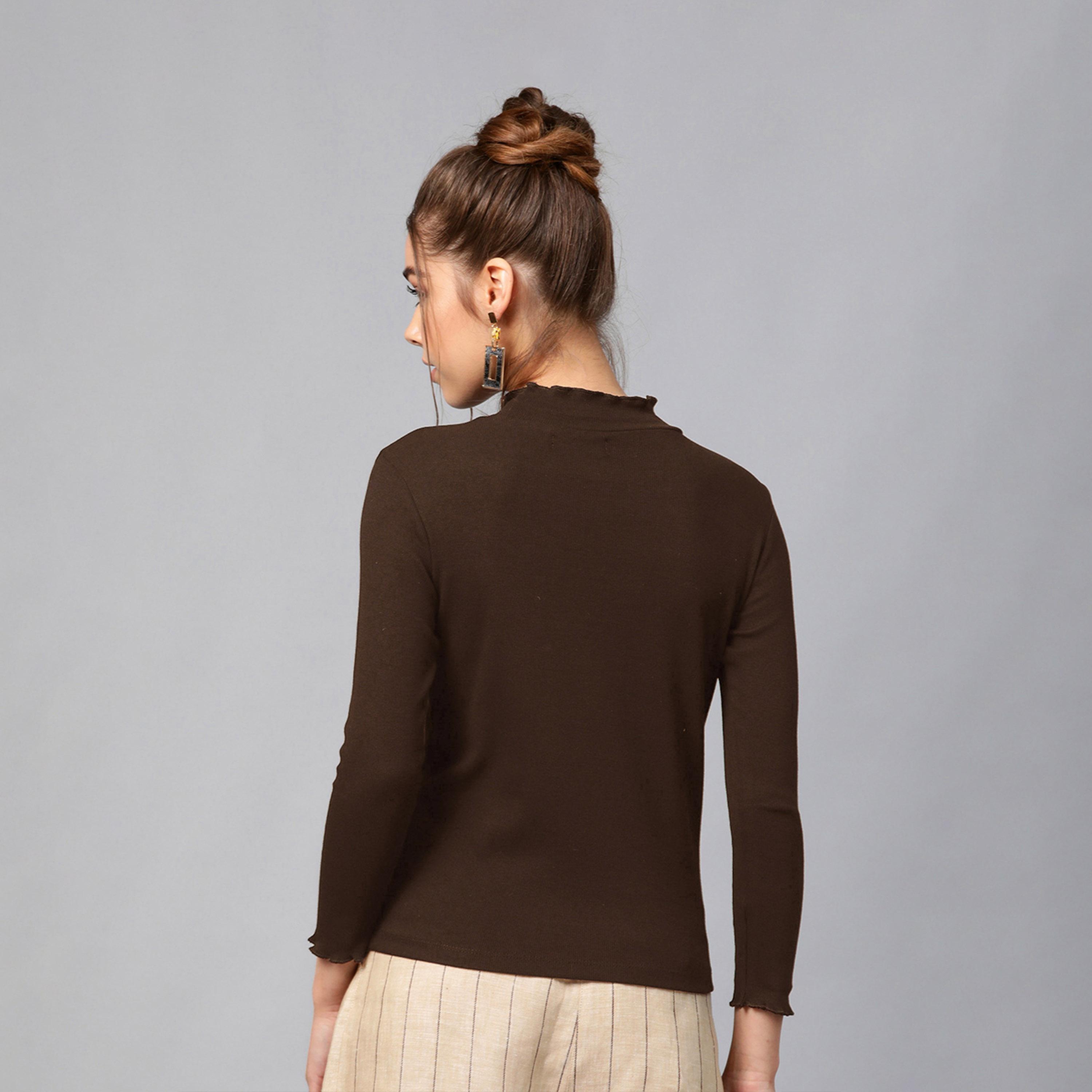 ساسافراس × ستايلي - بلوزة مضلعة برقبة عالية وأكمام طويلة-women-clothing-shirtsandblouses-blouses-image-3