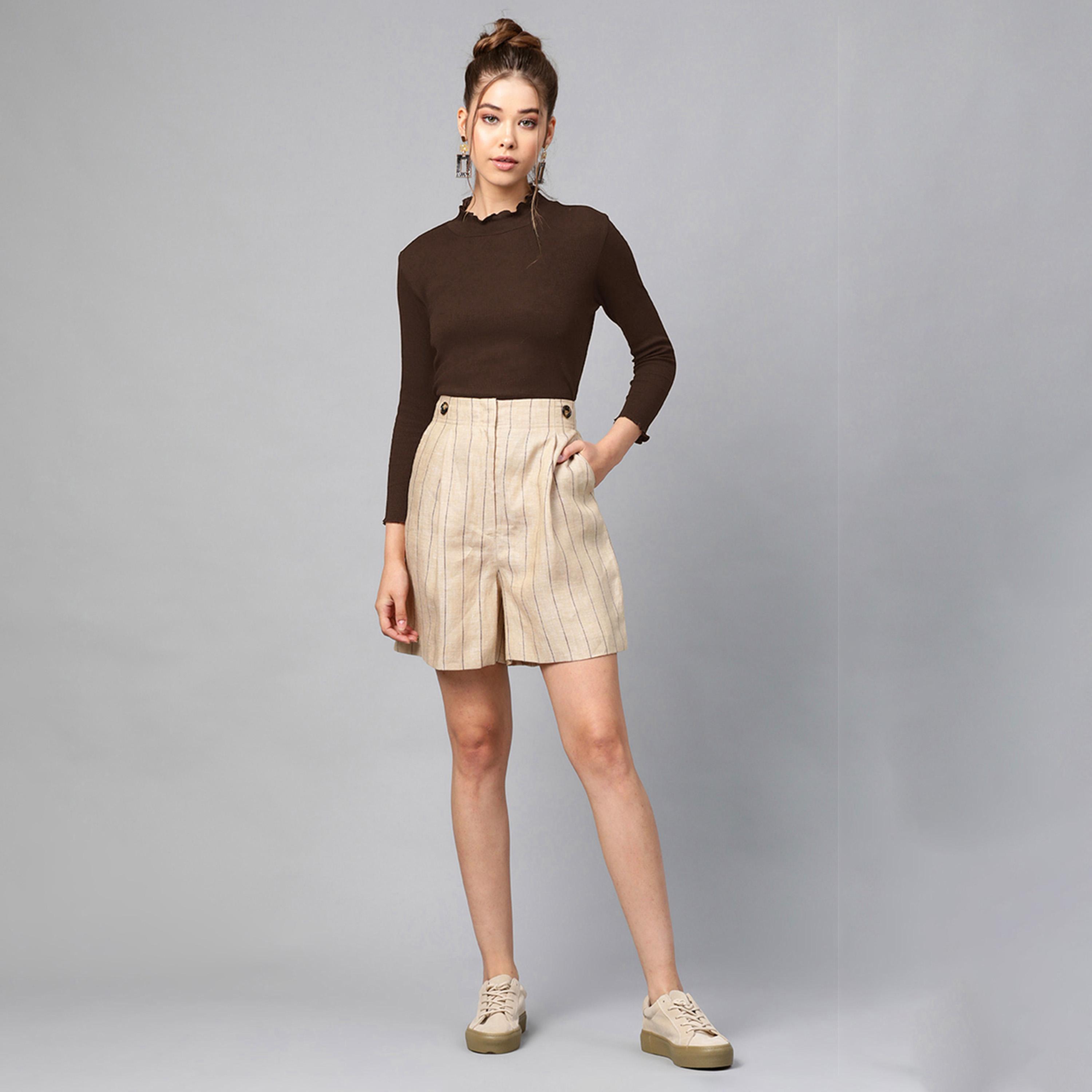 ساسافراس × ستايلي - بلوزة مضلعة برقبة عالية وأكمام طويلة-women-clothing-shirtsandblouses-blouses-image-4