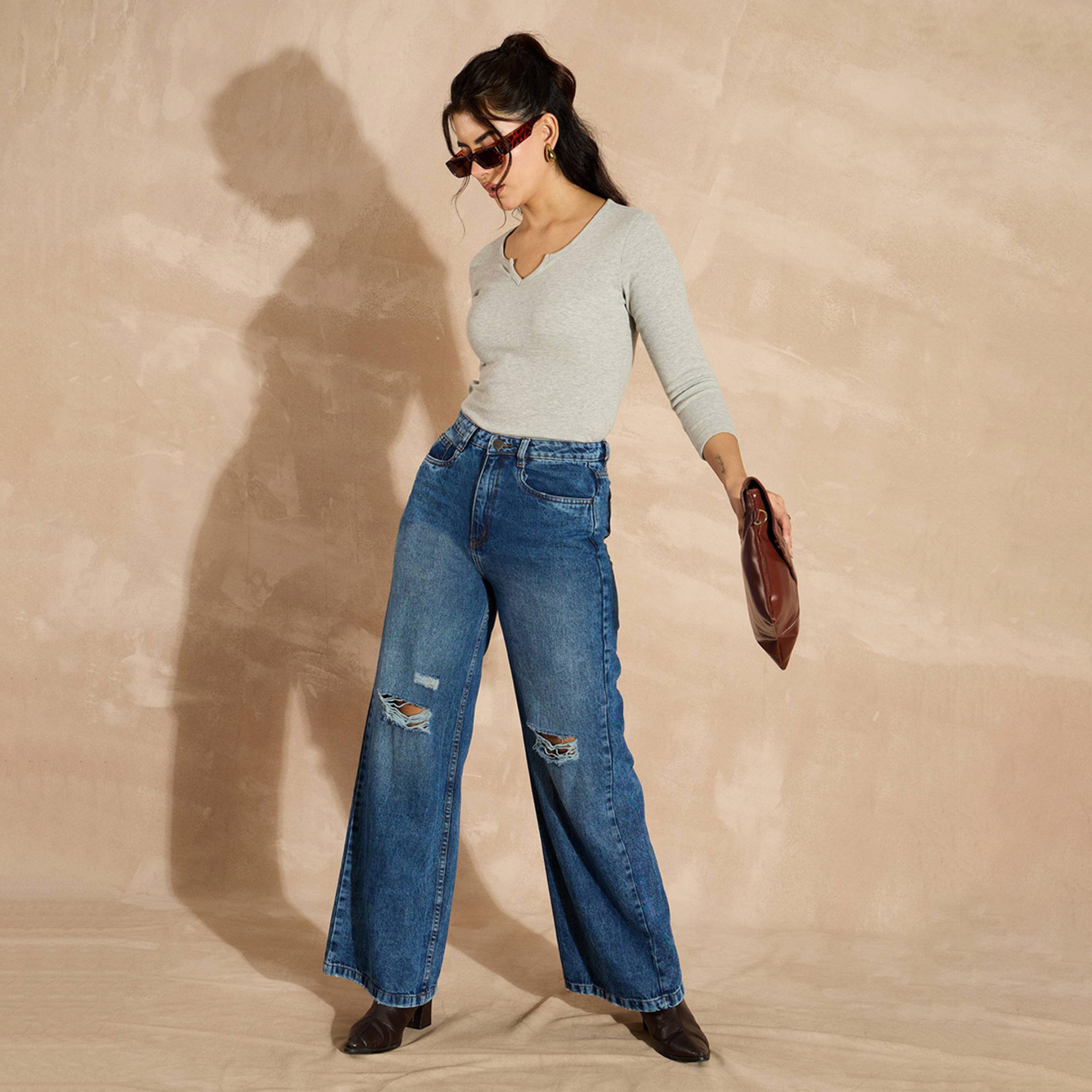 ساسافراس × ستايلي - بلوزة بفتحة رقبة على شكل حرف V - رمادي-women-clothing-shirtsandblouses-blouses-image-5