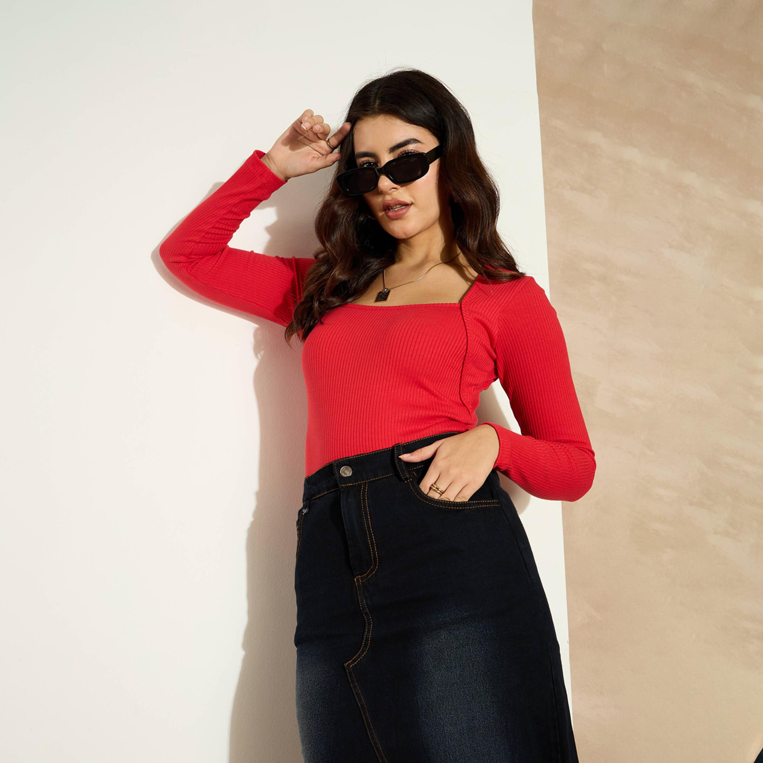 Sassafras X Styli Ribbed Square Neck Long Sleeve Top-women-clothing-shirtsandblouses-blouses-image-6