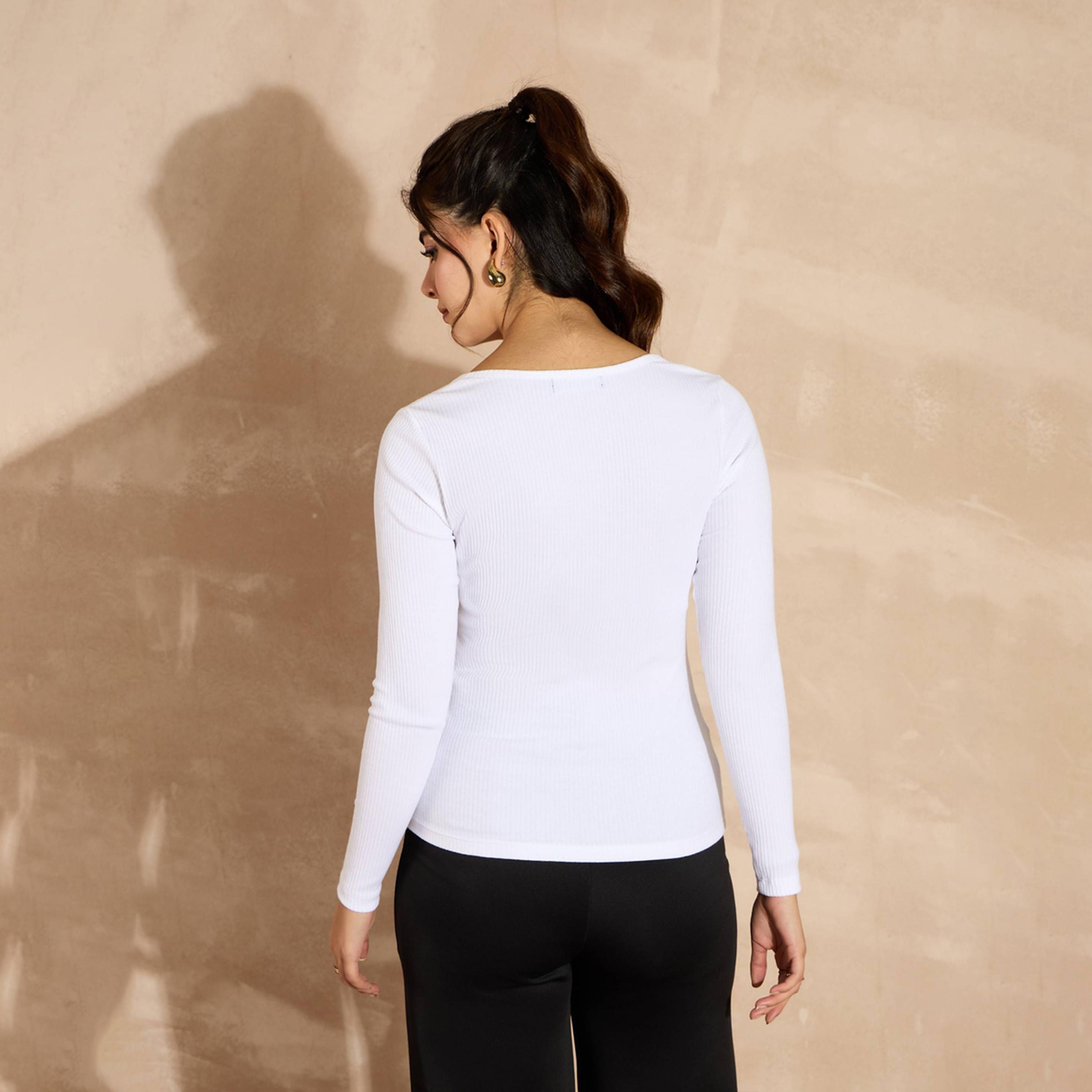 ساسافراس × ستايلي - بلوزة ذات رقبة مربعة وأكمام الطويلة - الأبيض-women-clothing-shirtsandblouses-blouses-image-3