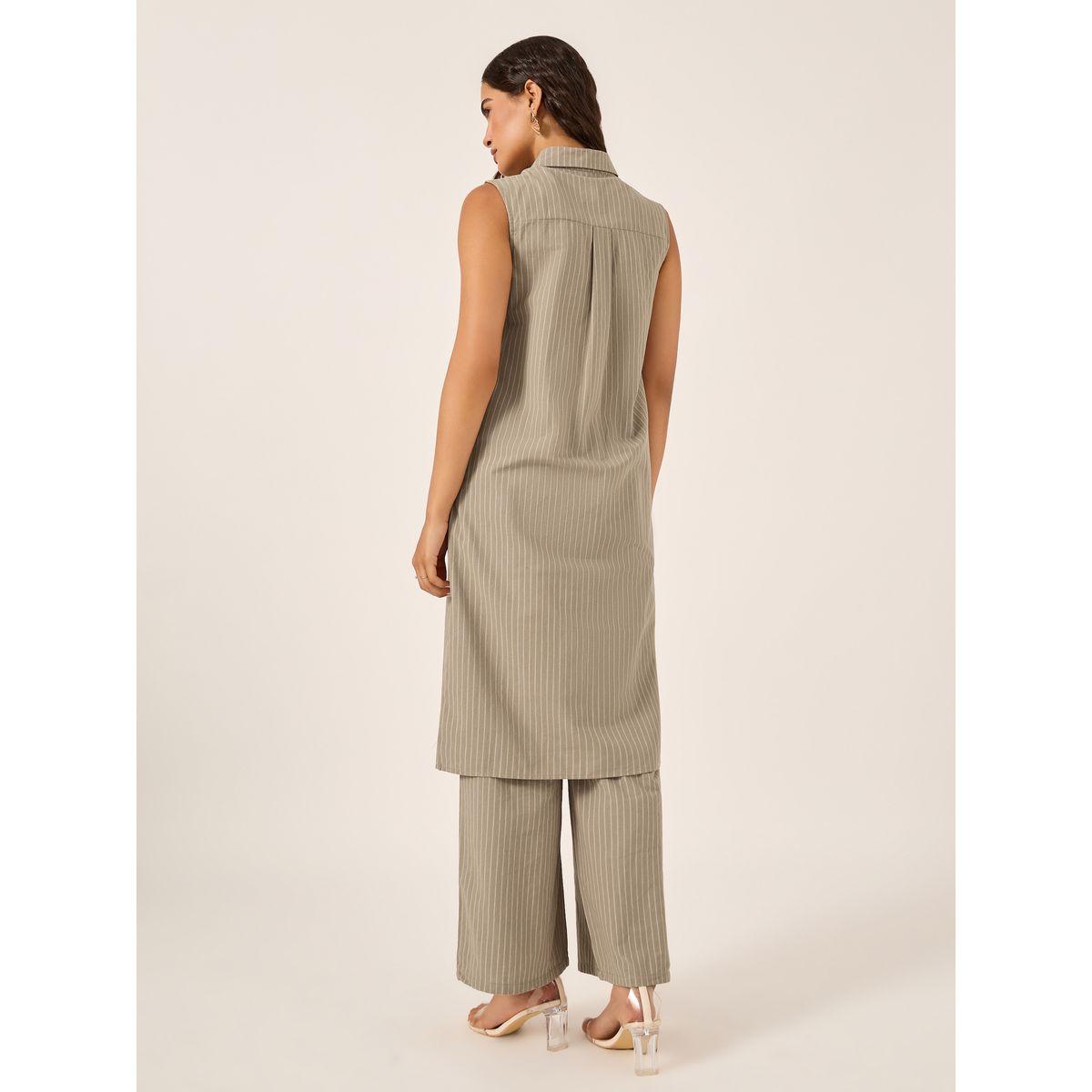 طقم منسق من بنطال بأرجل واسعة وبلوزة تونيك بلا أكمام-women-clothing-coordsets-image-5