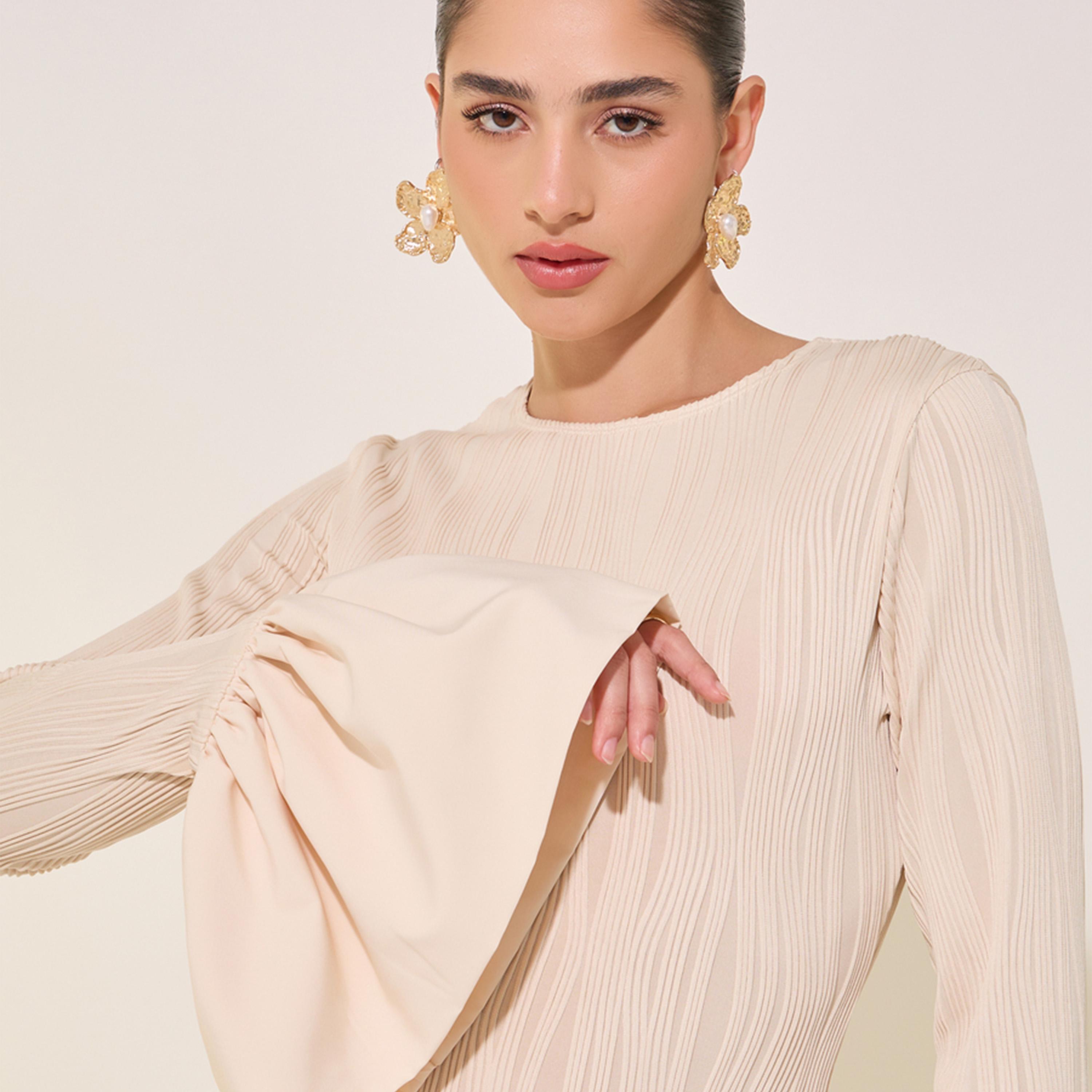 ستايلي - فستان ماكسي بأكمام جرس وحافة مكشكشة-women-clothing-dresses-image-5