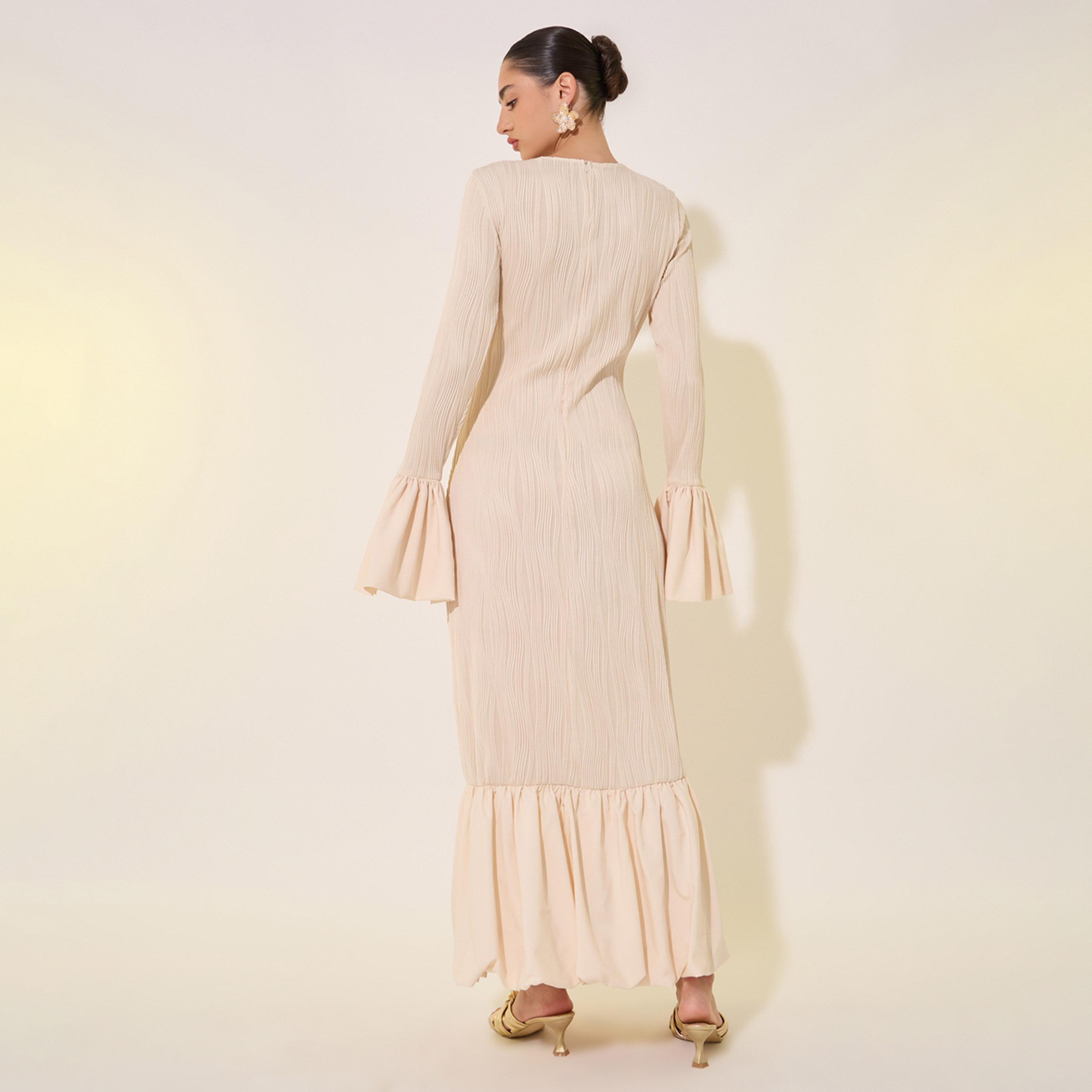 ستايلي - فستان ماكسي بأكمام جرس وحافة مكشكشة-women-clothing-dresses-image-6