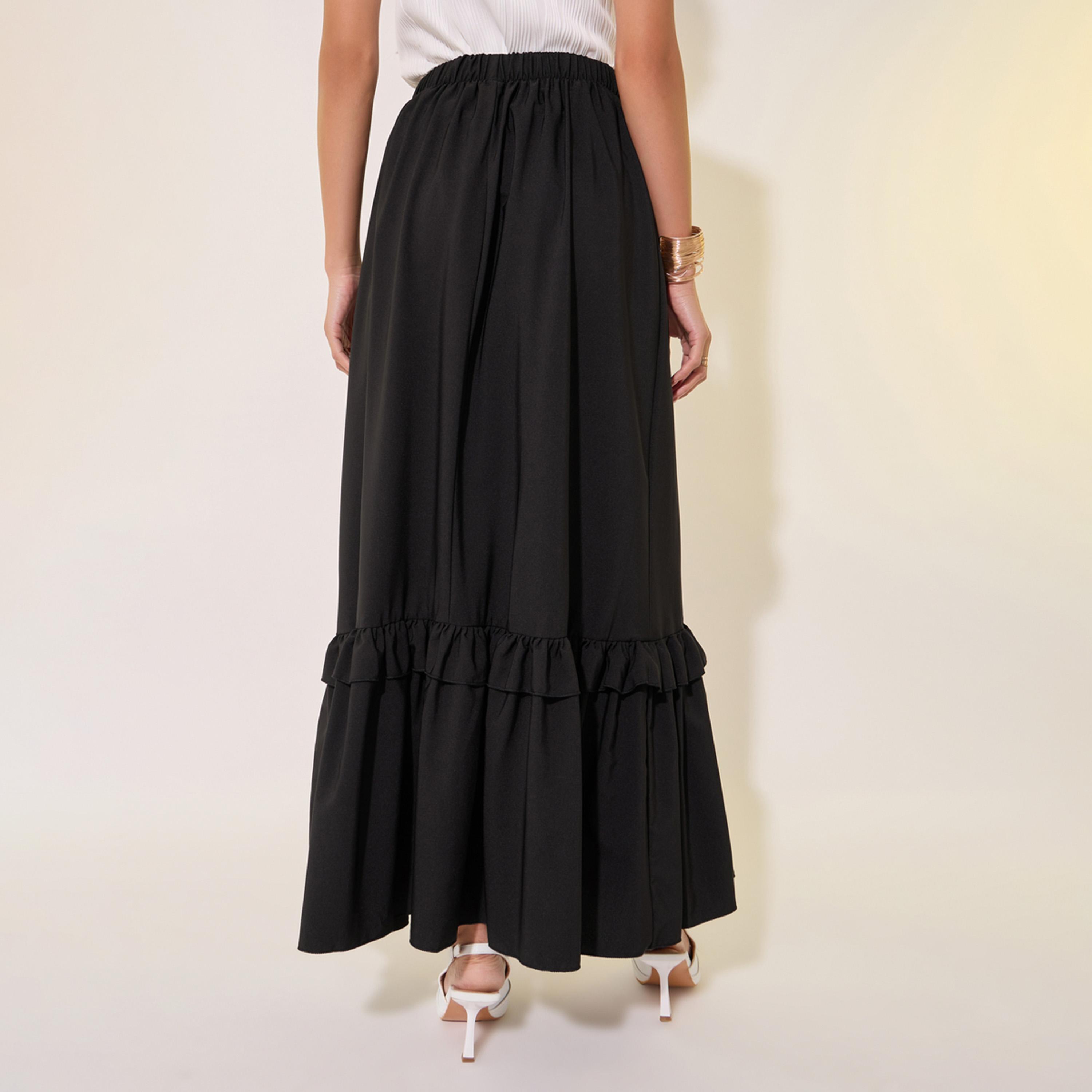 Styli Solid Ruffled Hem A-Line Maxi Skirt-women-clothing-bottoms-skirts-image-4