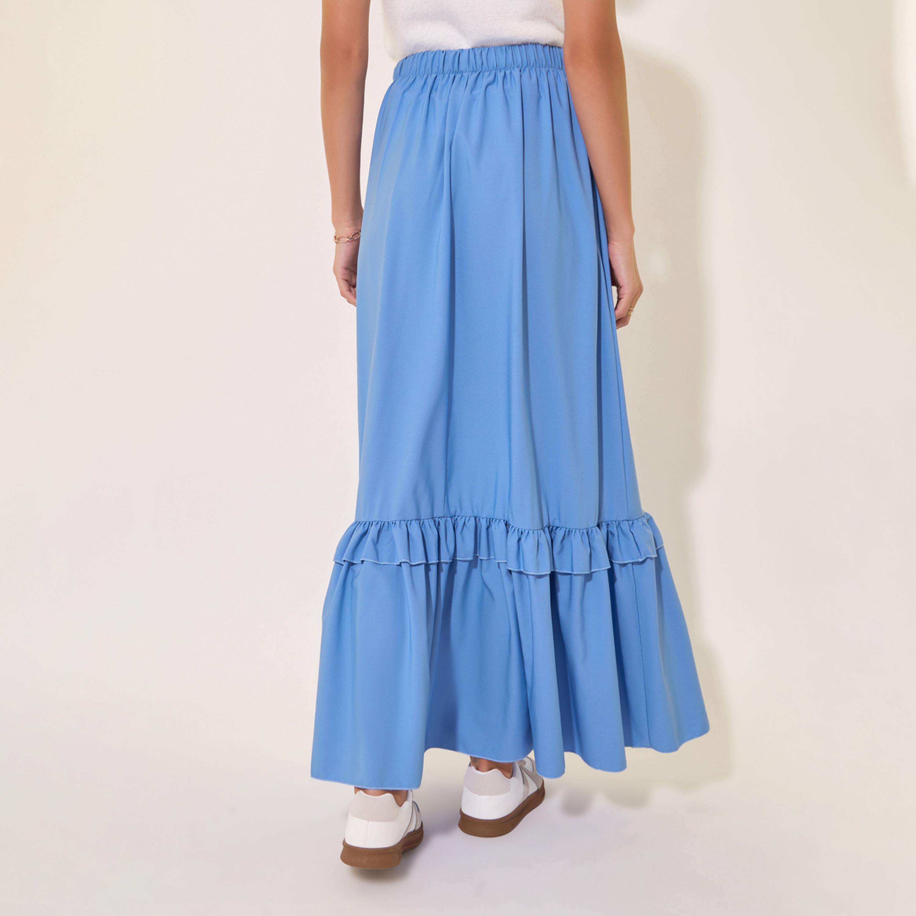 Styli Solid Ruffled Hem A-Line Maxi Skirt-women-clothing-bottoms-skirts-image-4