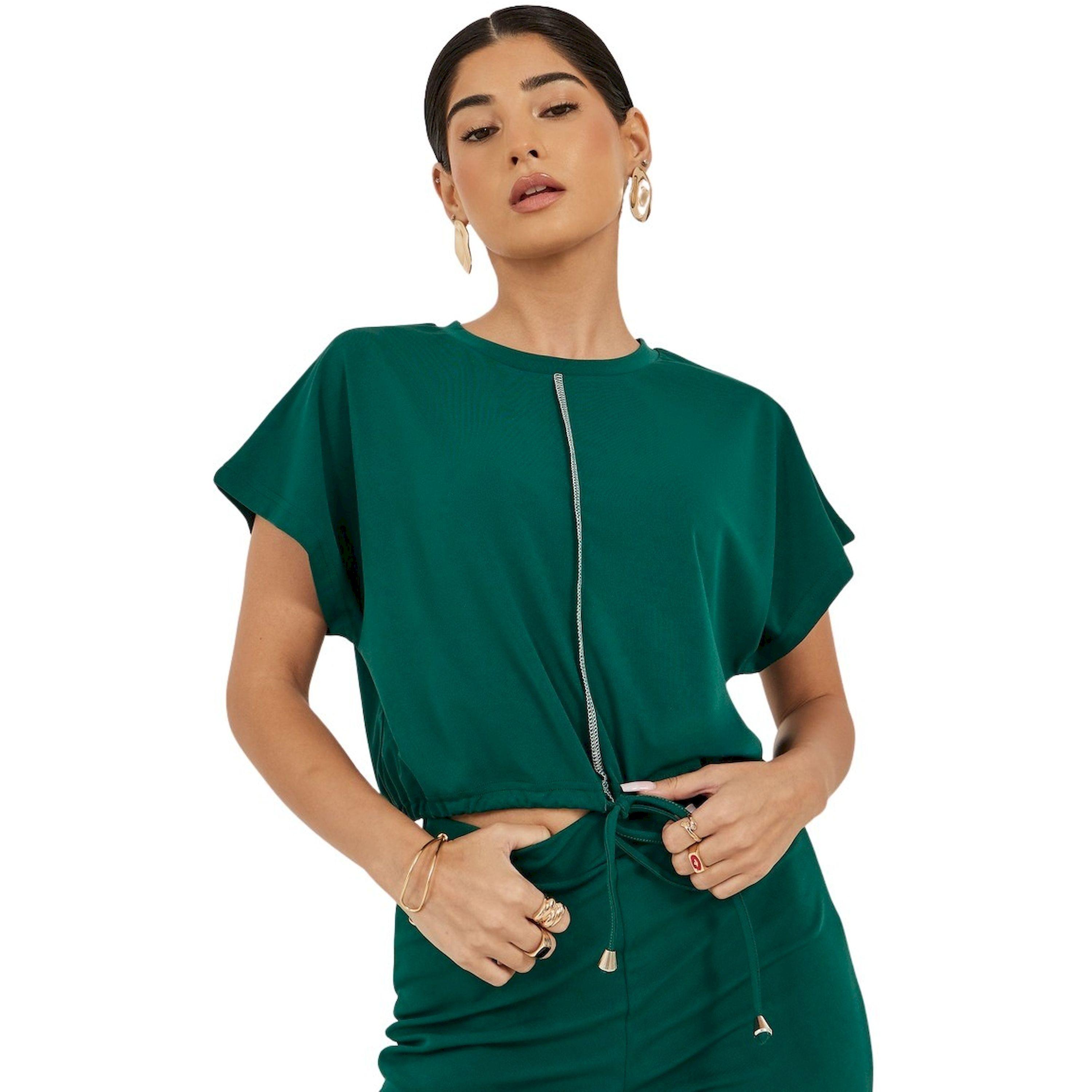ستايلي -  طقم من توب قصير سادة وبنطال واسع الساق-women-clothing-coordsets-image-3