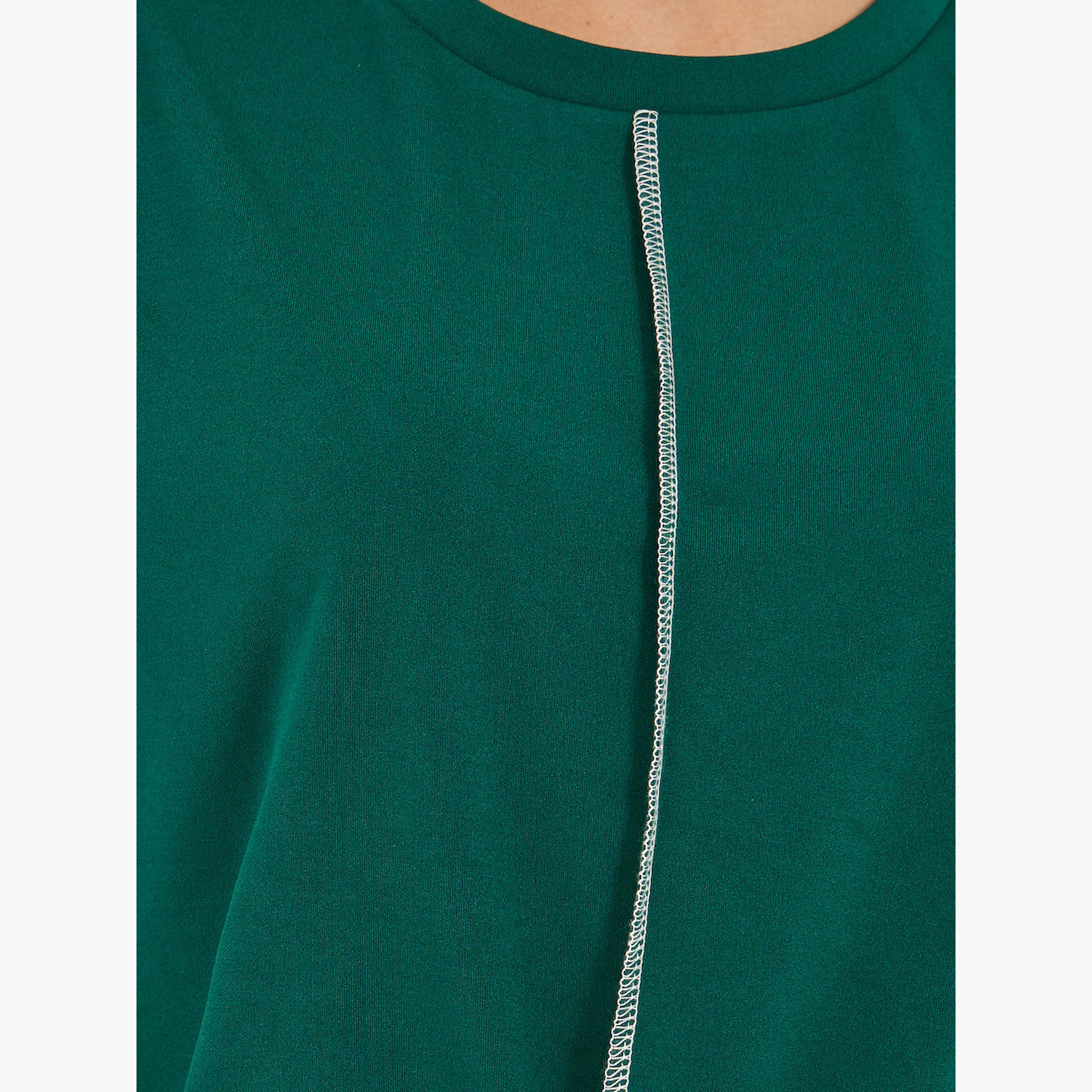 ستايلي -  طقم من توب قصير سادة وبنطال واسع الساق-women-clothing-coordsets-image-4