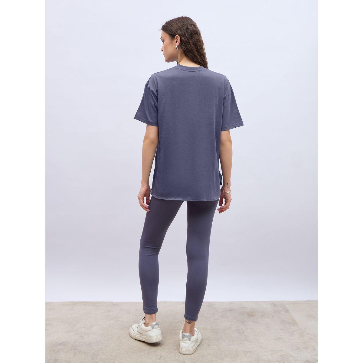 Styli Embossed Detail Round Neck T-Shirt and Leggings Co-Ords-women-clothing-coordsets-image-5