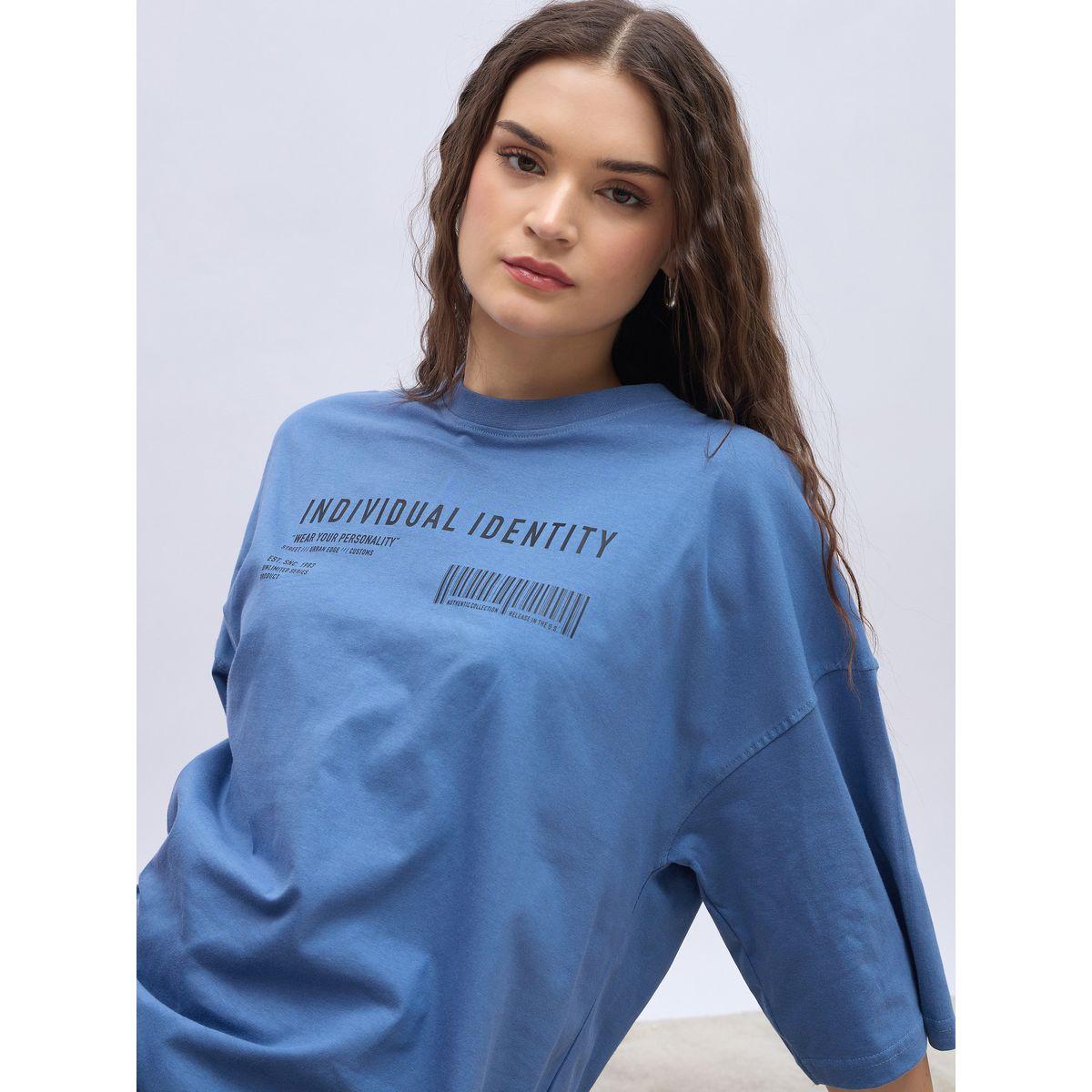 Styli Slogan Print Oversized T-Shirt and Flared Leggings Co-Ords-women-clothing-coordsets-image-4
