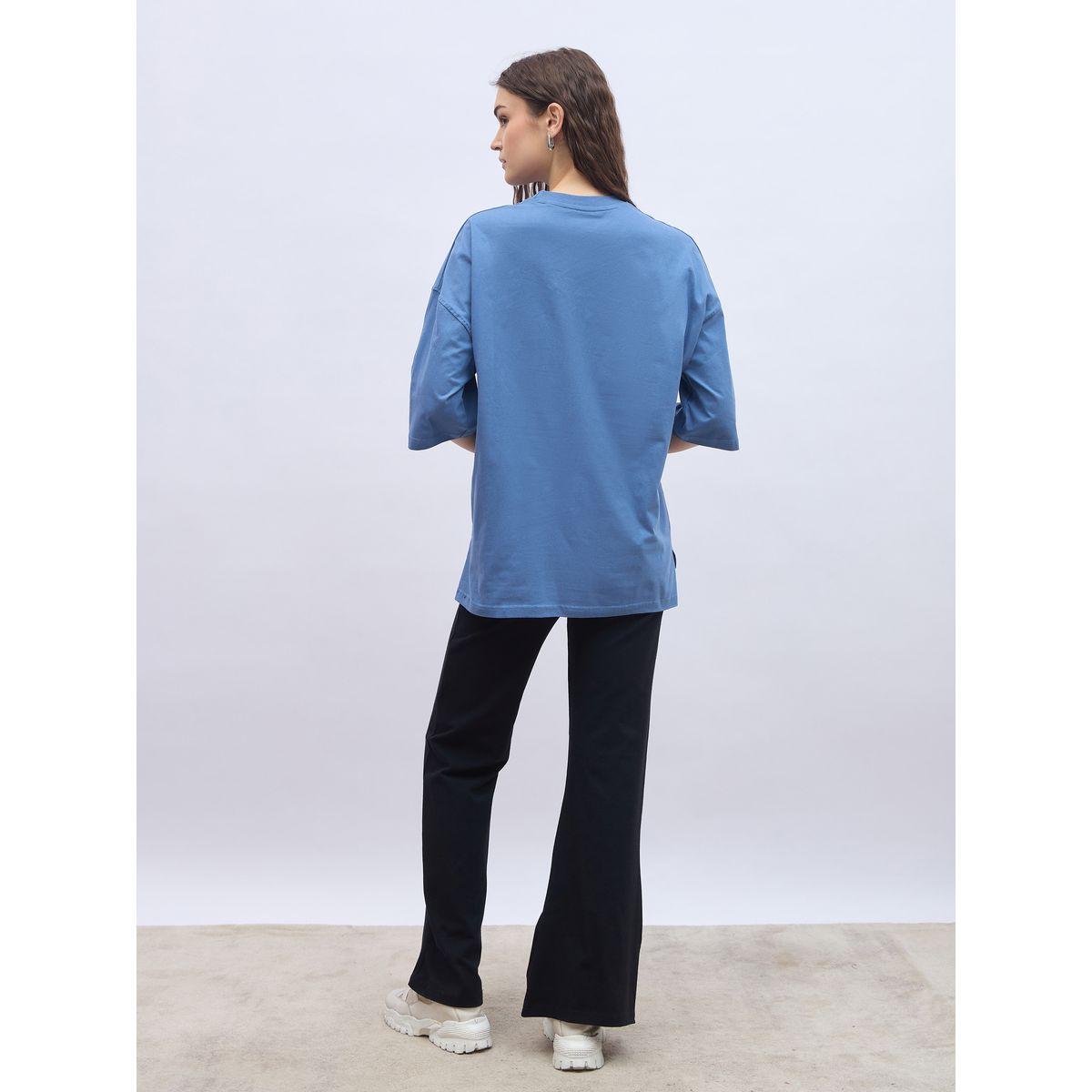 Styli Slogan Print Oversized T-Shirt and Flared Leggings Co-Ords-women-clothing-coordsets-image-5