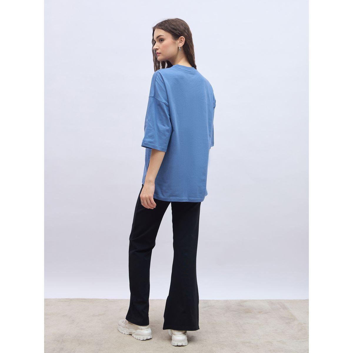 Styli Slogan Print Oversized T-Shirt and Flared Leggings Co-Ords-women-clothing-coordsets-image-8