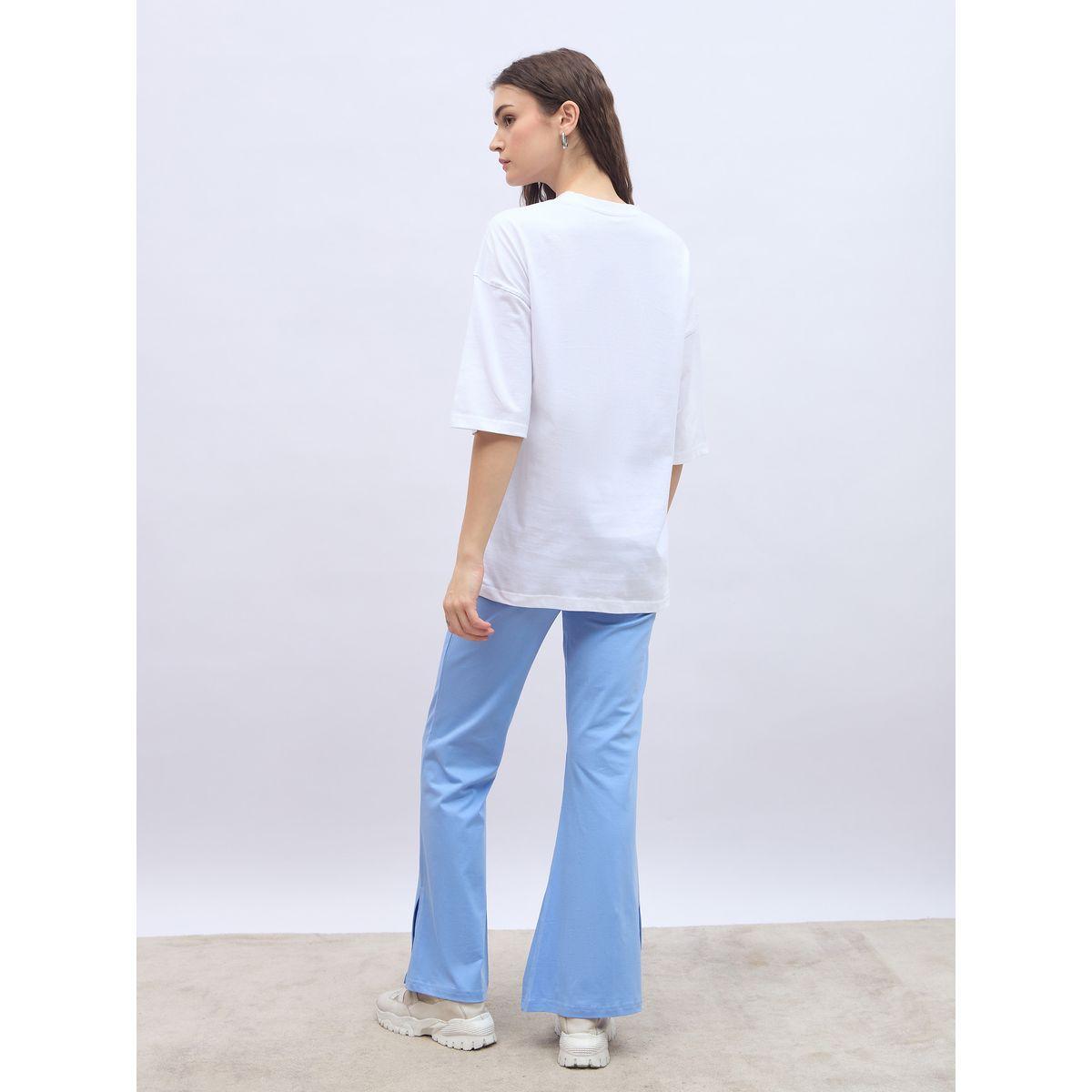 Styli Slogan Print Oversized T-Shirt and Flared Leggings Co-Ords-women-clothing-coordsets-image-5