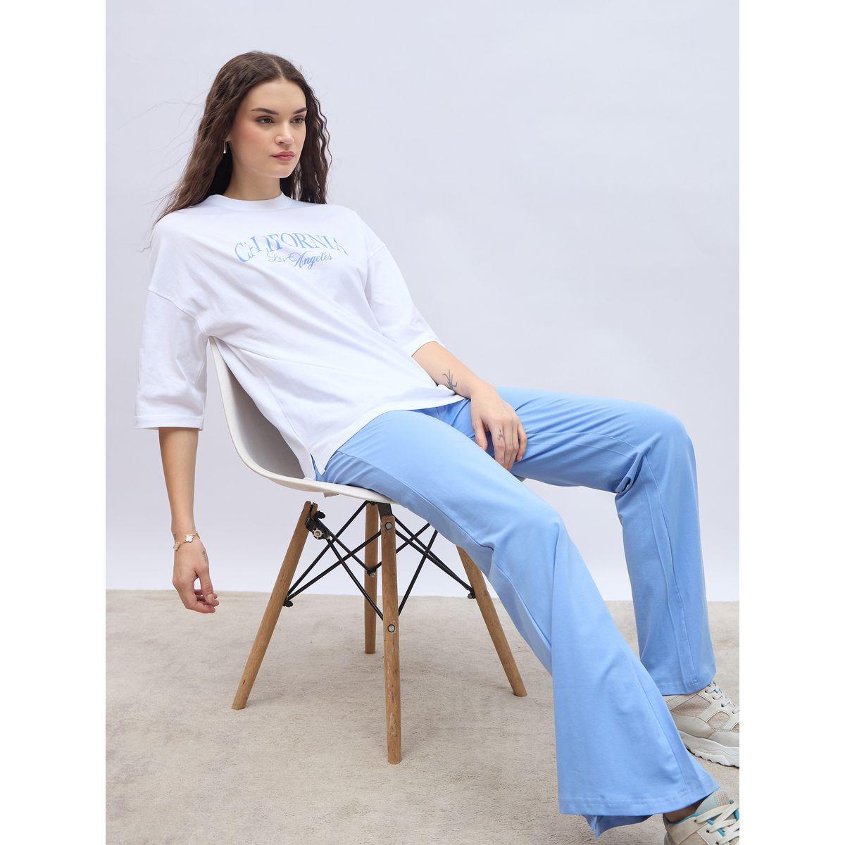Styli Slogan Print Oversized T-Shirt and Flared Leggings Co-Ords-women-clothing-coordsets-image-6
