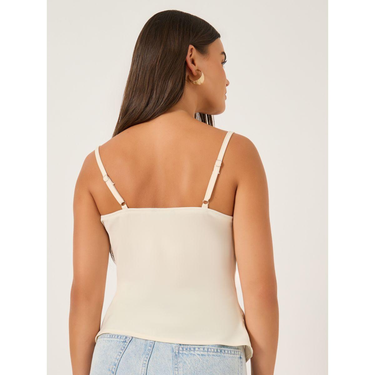 بلوزة بياقة منسدلة وحافة غير متماثلة الطول-women-clothing-shirtsandblouses-blouses-image-4