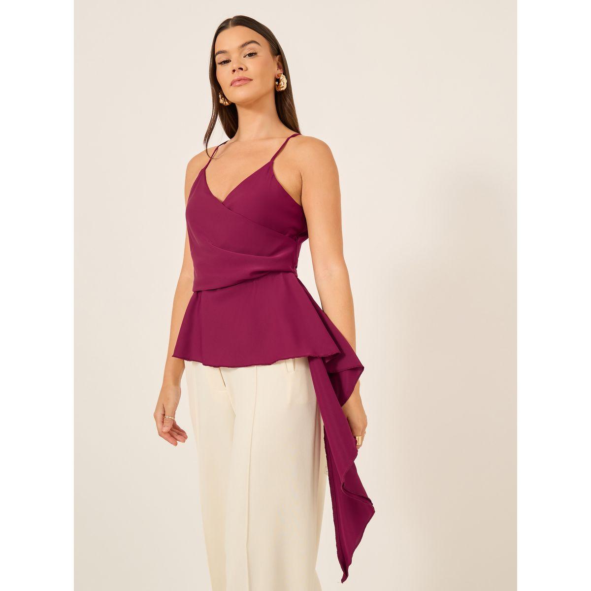 بلوزة بحمالات مع حافة غير متماثلة-women-clothing-shirtsandblouses-blouses-image-1