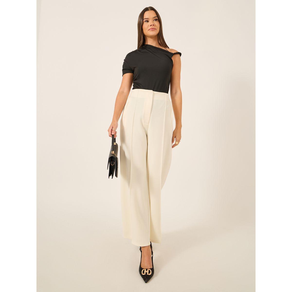 Styli Solid Asymmetric Neck Bodysuit with Gathered Detail-women-clothing-shirtsandblouses-blouses-image-2