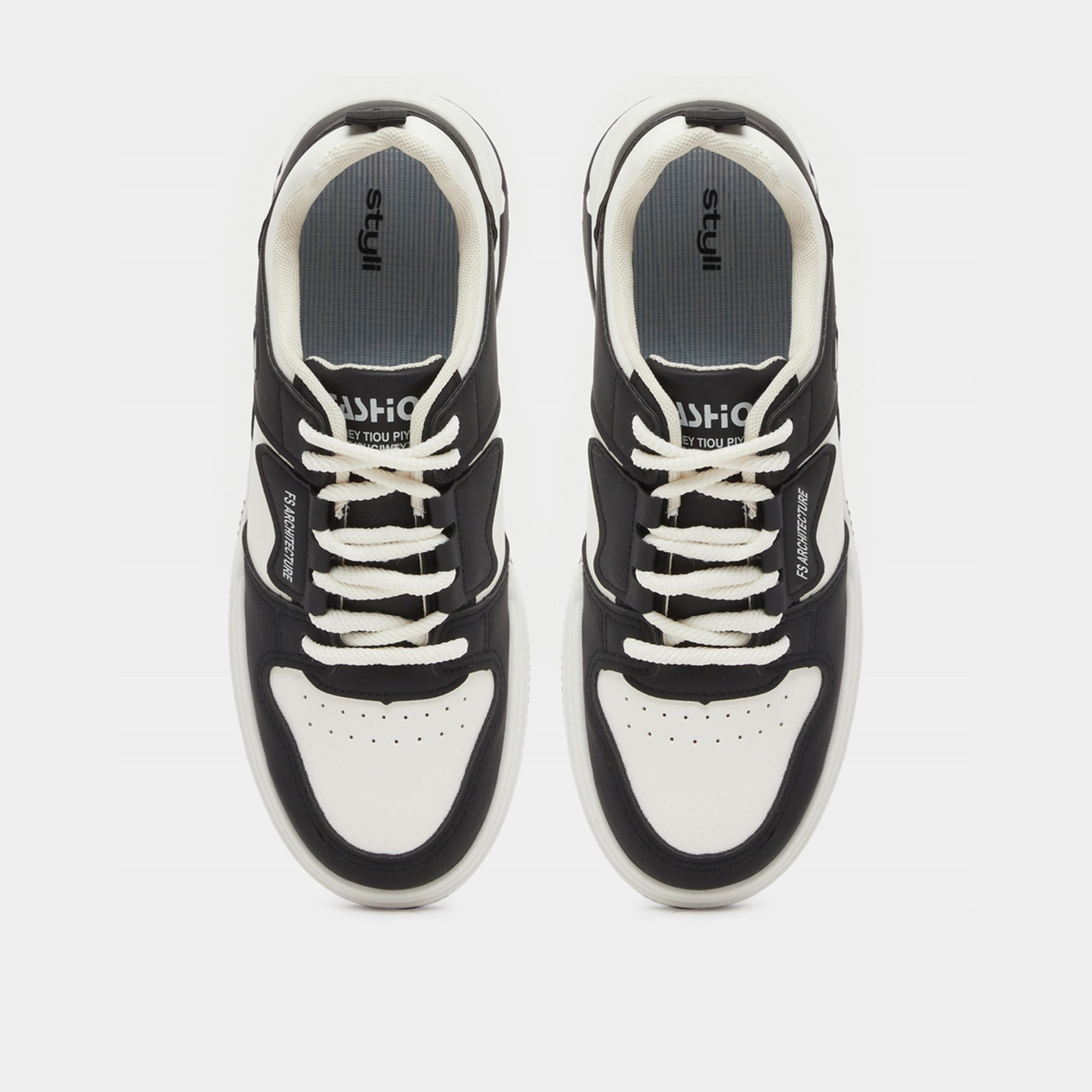 Styli Color Block Skateboard Lace Up Sneakers-men-shoes-sneakers-image-5