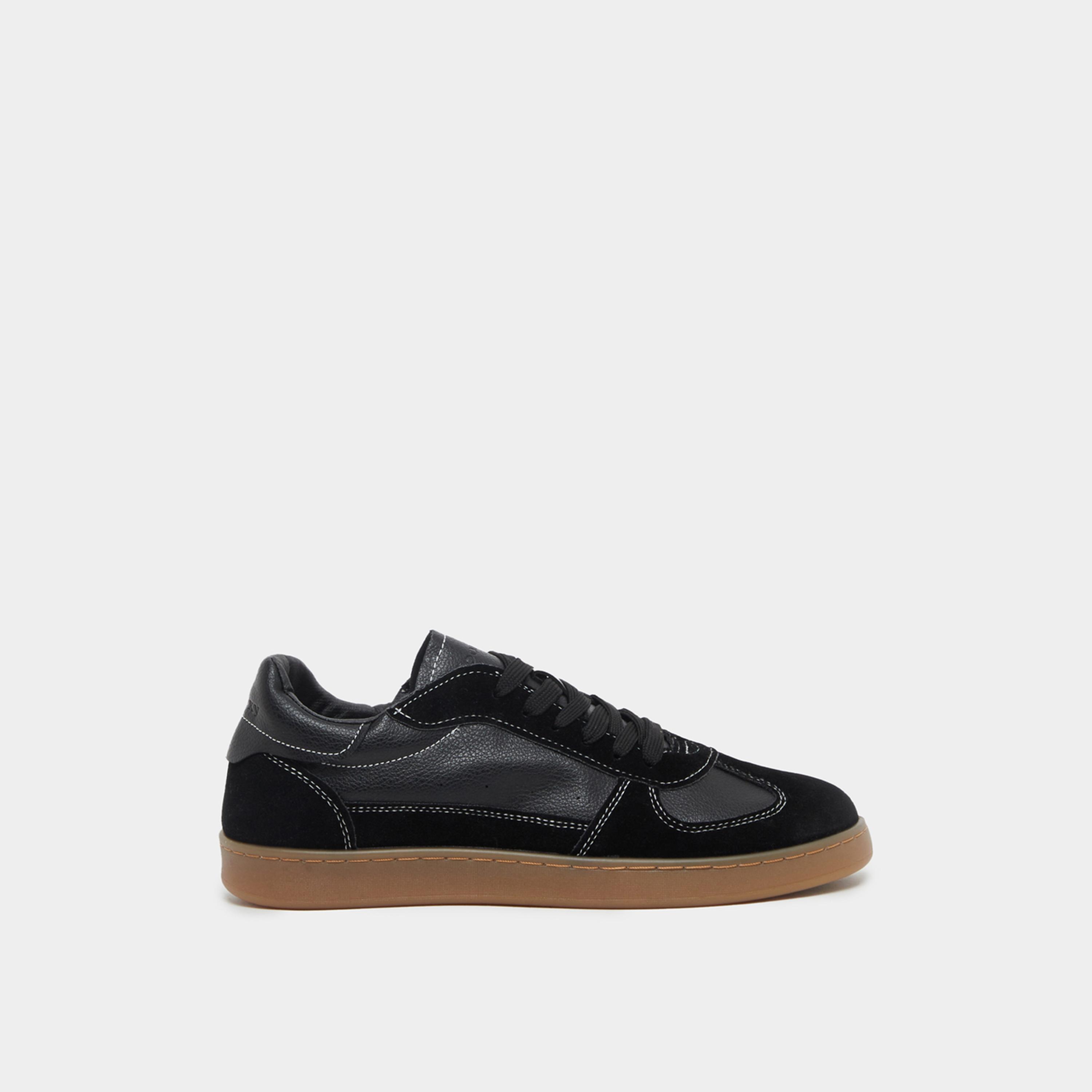 Styli Faux Suede Gum Sole Lace Up Sneakers-men-shoes-sneakers-image-1