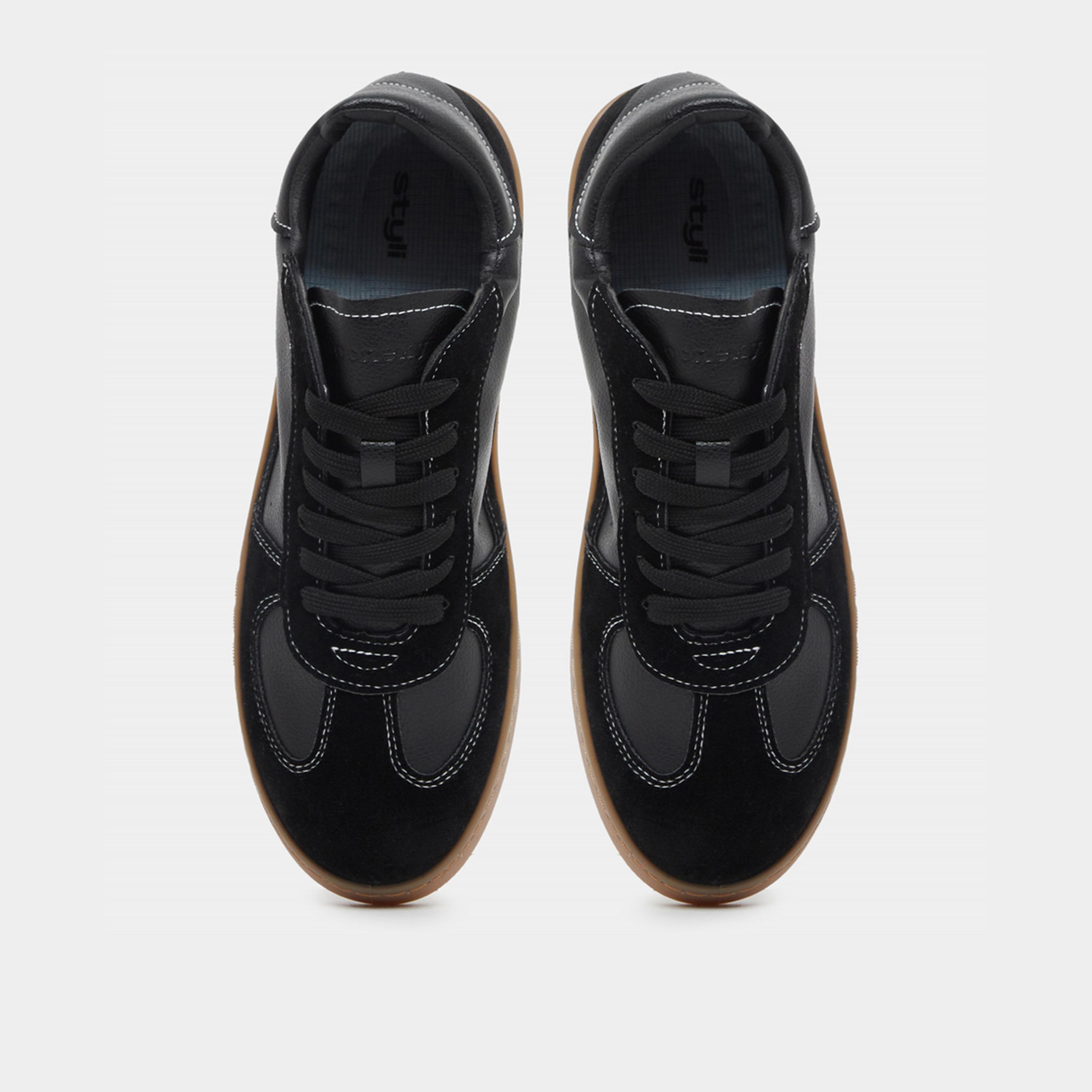 Styli Faux Suede Gum Sole Lace Up Sneakers-men-shoes-sneakers-image-5
