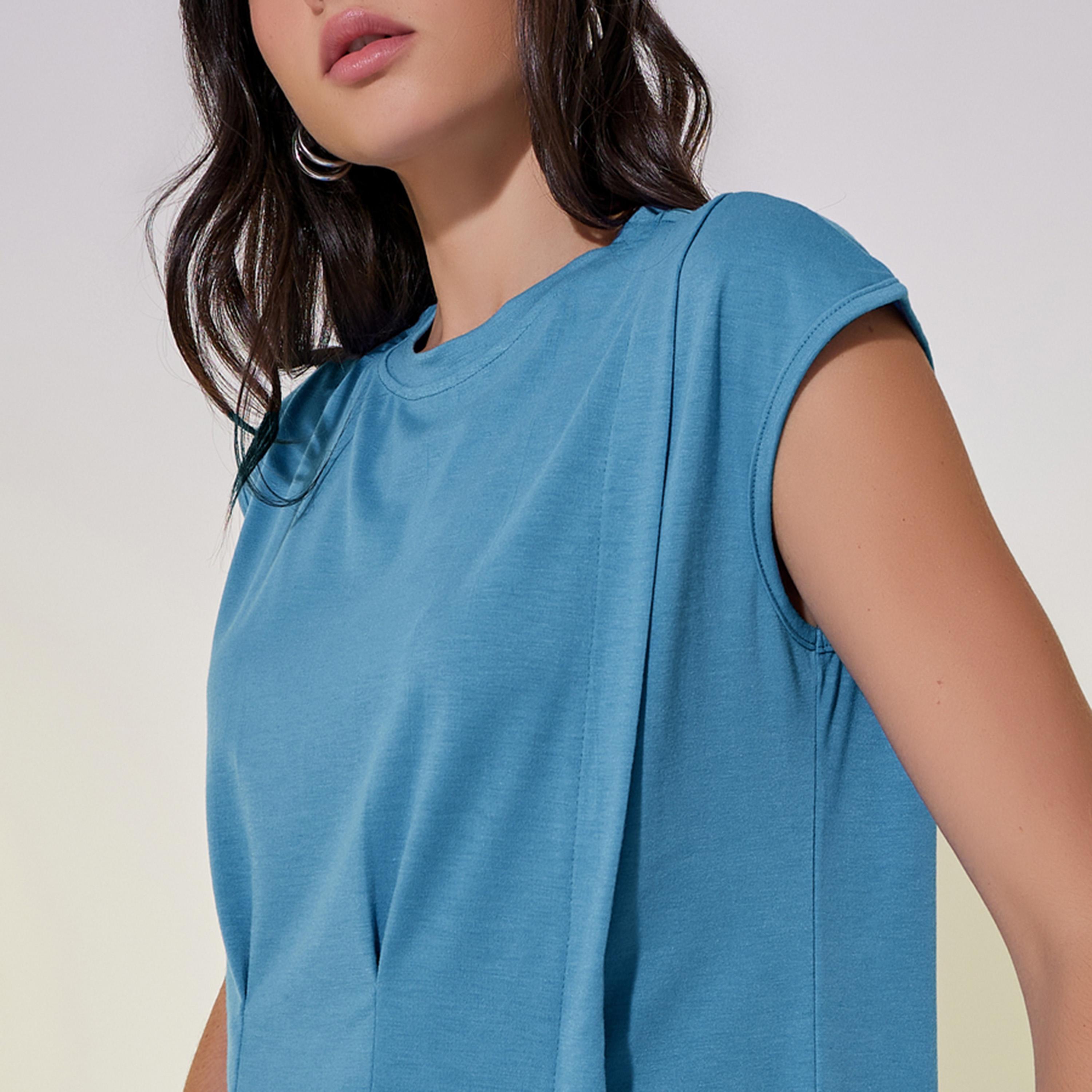 Styli Solid Round Neck Sleeveless T-Shirt With Pintuck Detail-women-clothing-tshirts-image-4