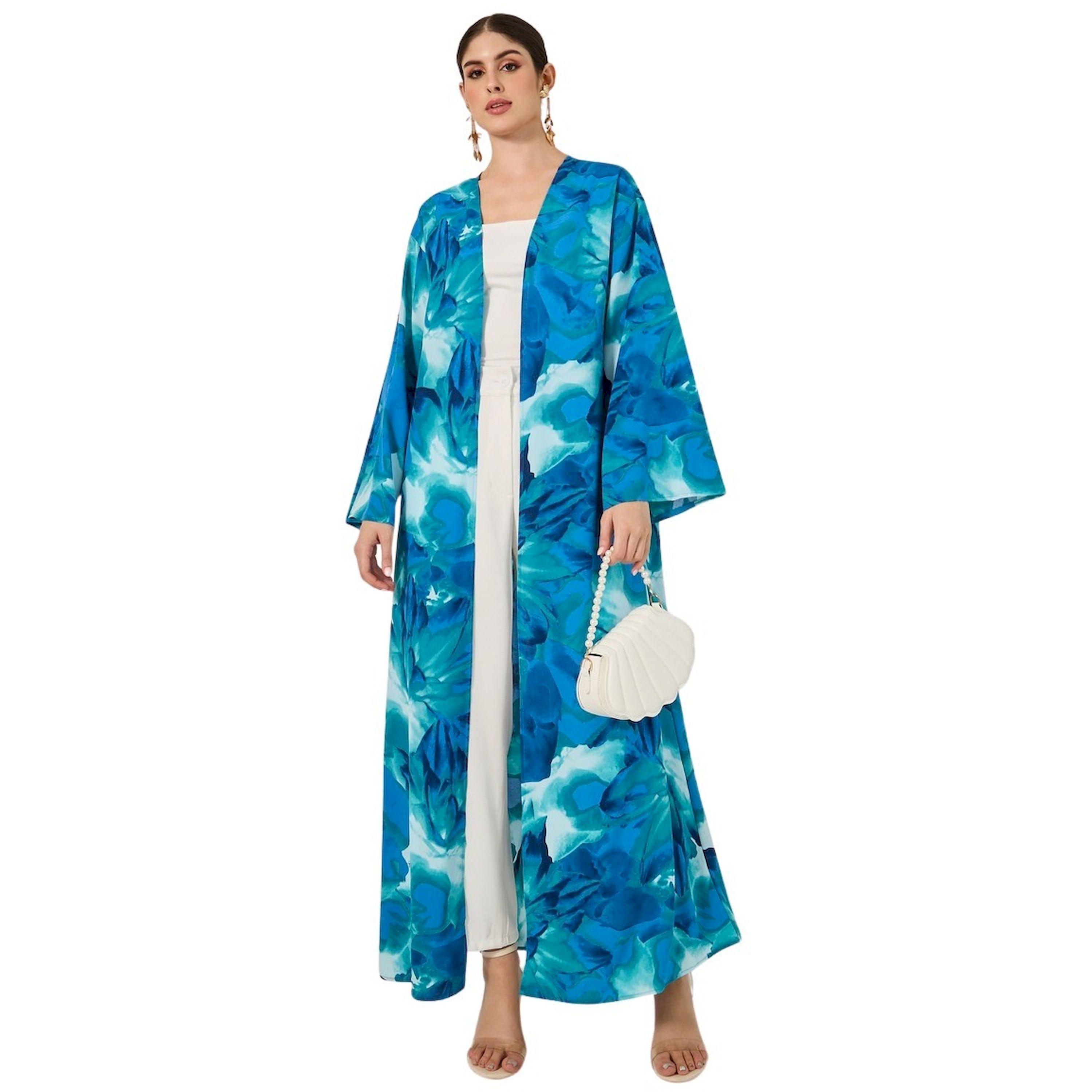 كيمونو طويل بطبعة زهور وقصة عادية-women-arabicclothing-abayas-image-1