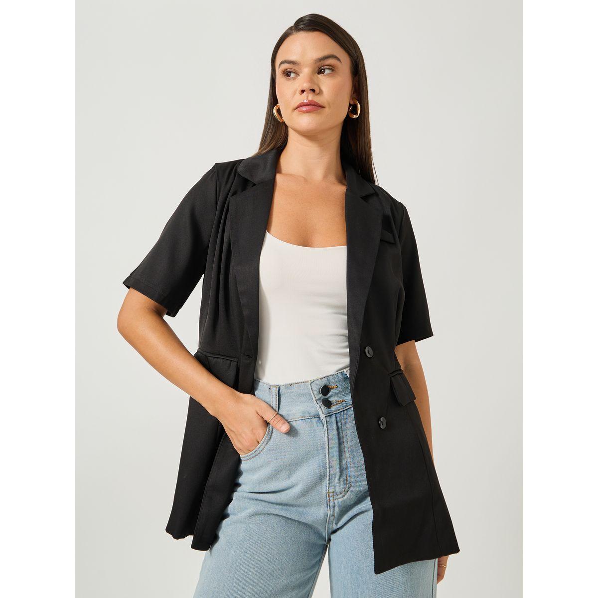 Styli Regular Fit Short Sleeve Notch Label Blazer-women-clothing-coatsandjackets-blazers-image-1