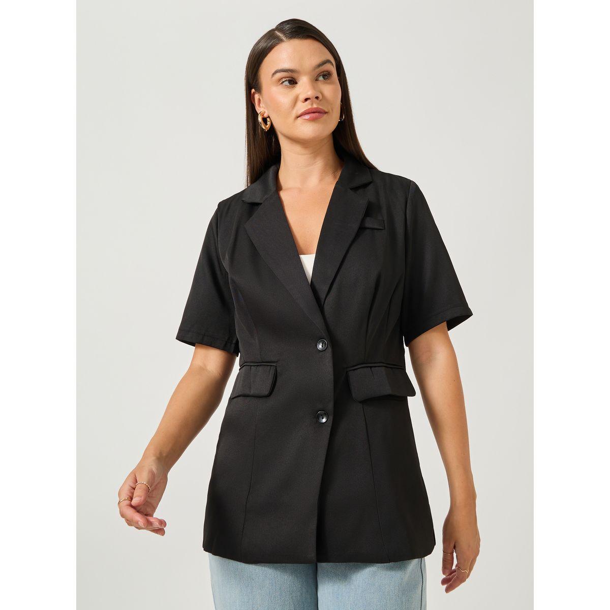 بليزر بقصة عادية وأكمام قصيرة-women-clothing-coatsandjackets-blazers-image-3