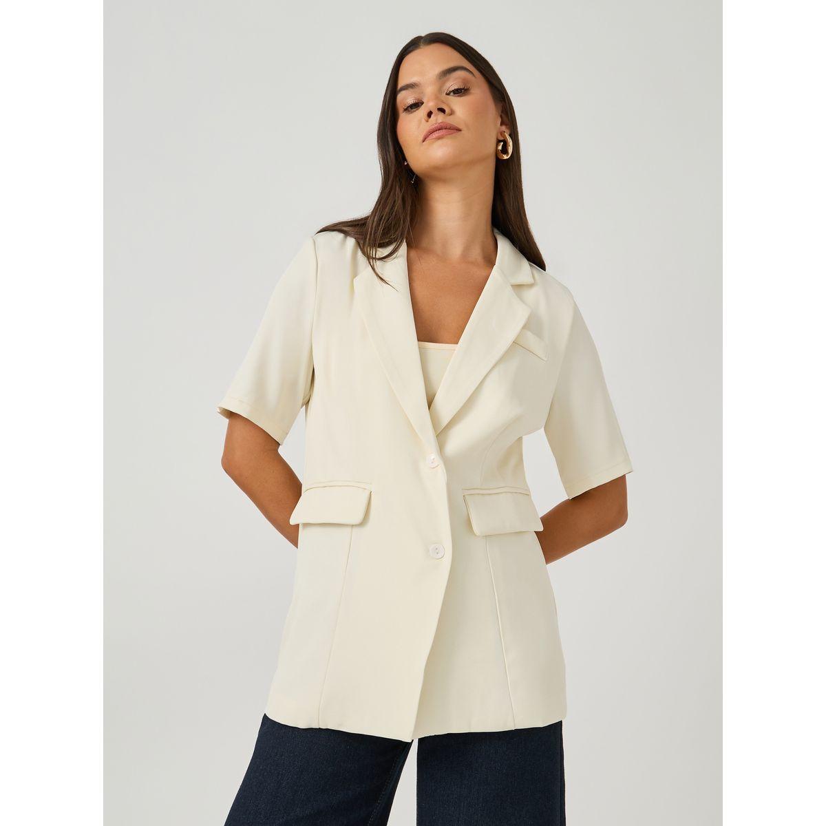 بليزر بقصة عادية وأكمام قصيرة-women-clothing-coatsandjackets-blazers-image-3