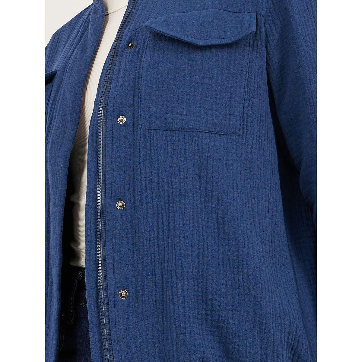 Styli Crinkled Regular Fit Regular Length Jacket with Pockets-women-winterwear-coatsandjackets-jackets-image-3