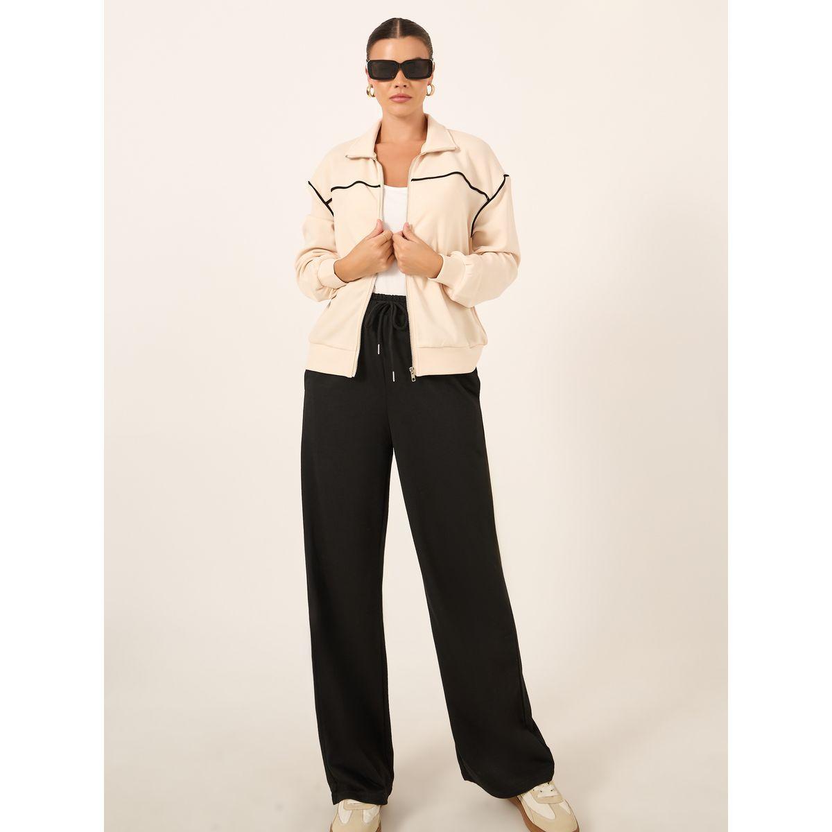 Styli Contrast Trim Regular Fit Regular Length Bomber Jacket-women-winterwear-coatsandjackets-jackets-image-2