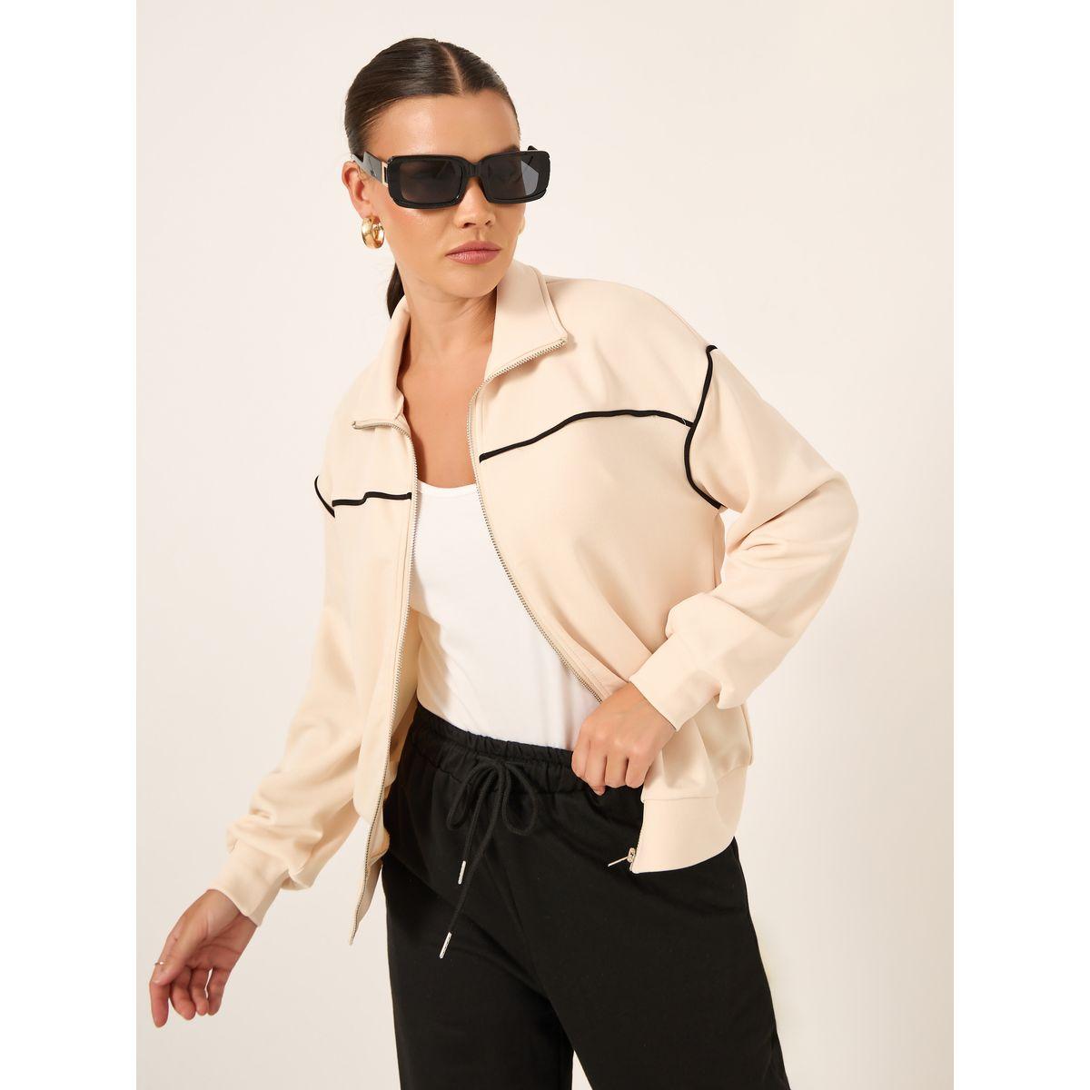 Styli Contrast Trim Regular Fit Regular Length Bomber Jacket-women-winterwear-coatsandjackets-jackets-image-3