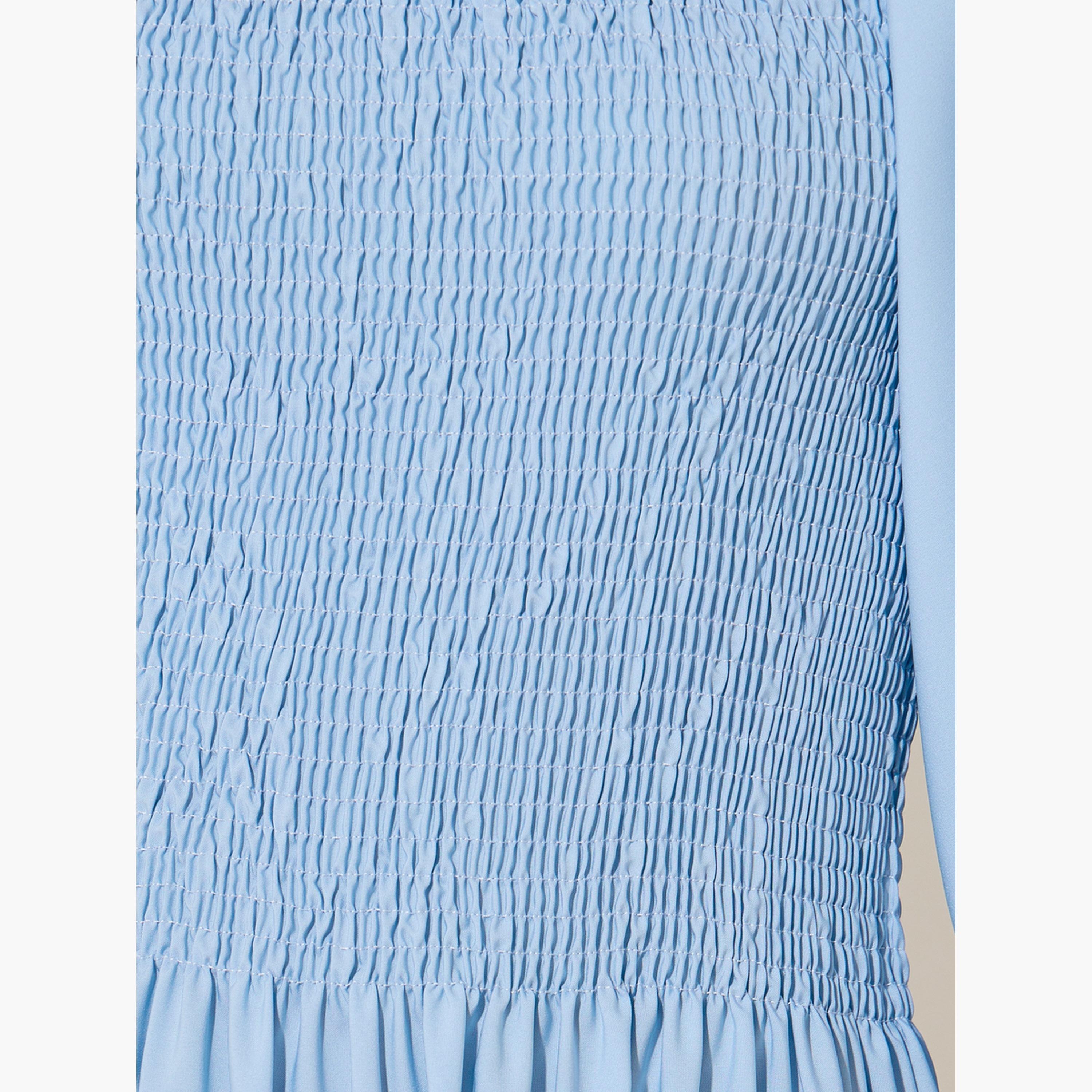 Styli Solid Square Collar Front Center Tassel MiDi Dress-women-clothing-dresses-image-4
