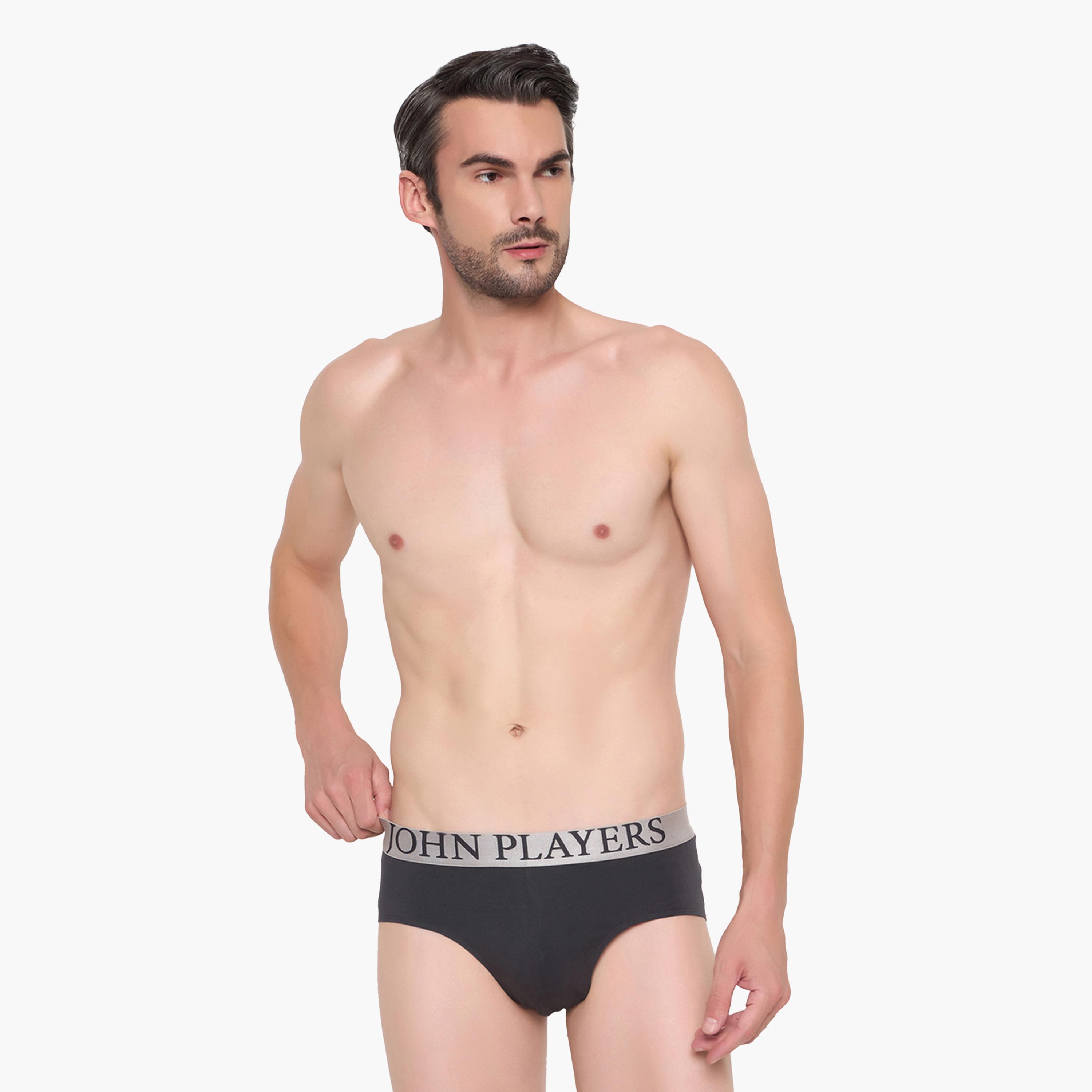 جزن بلير × ستايلي - طقم قطعتين - سروال داخلي بحزام خصر بطبعة شعار-men-clothing-innerwear-underwear-image-1